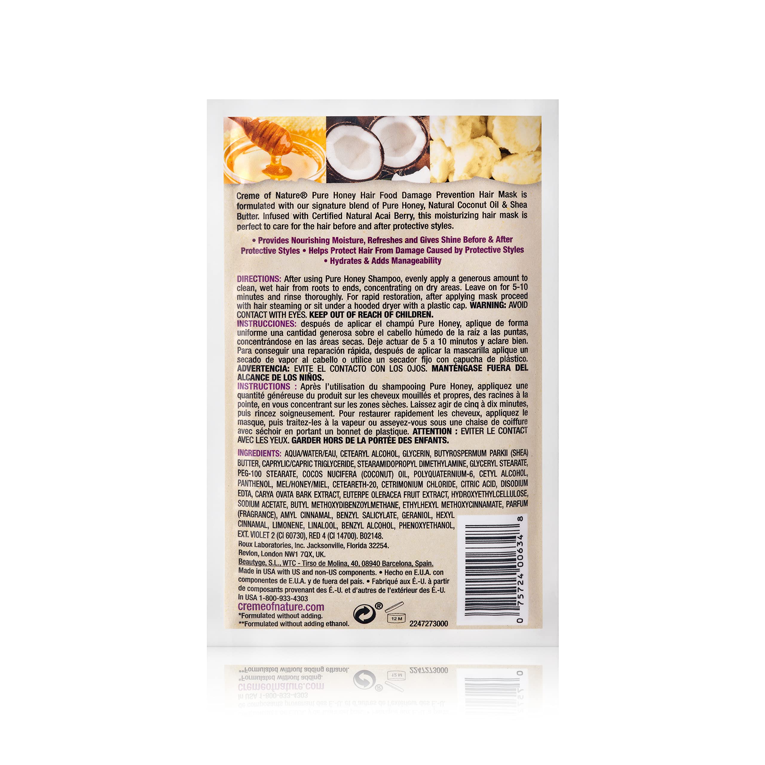 Creme of Nature, Acai Hair Mask, Honey and Acai Formula, 1.75 Oz