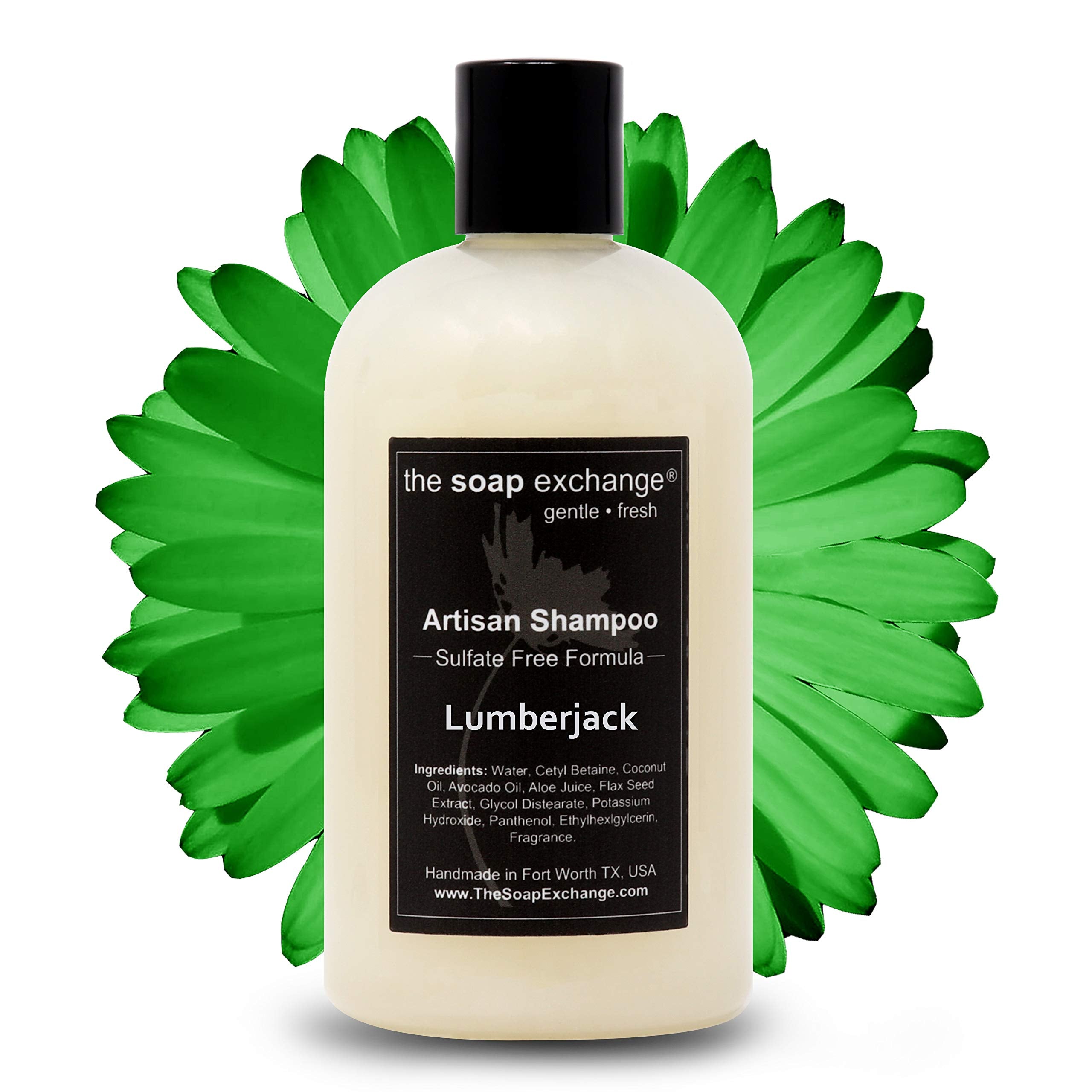 The Soap Exchange Hair Shampoo - Lumberjack Scent - Hand Crafted 12 fl oz / 354 ml Natural Artisan Hair Care, Gentle, Sulfate & 