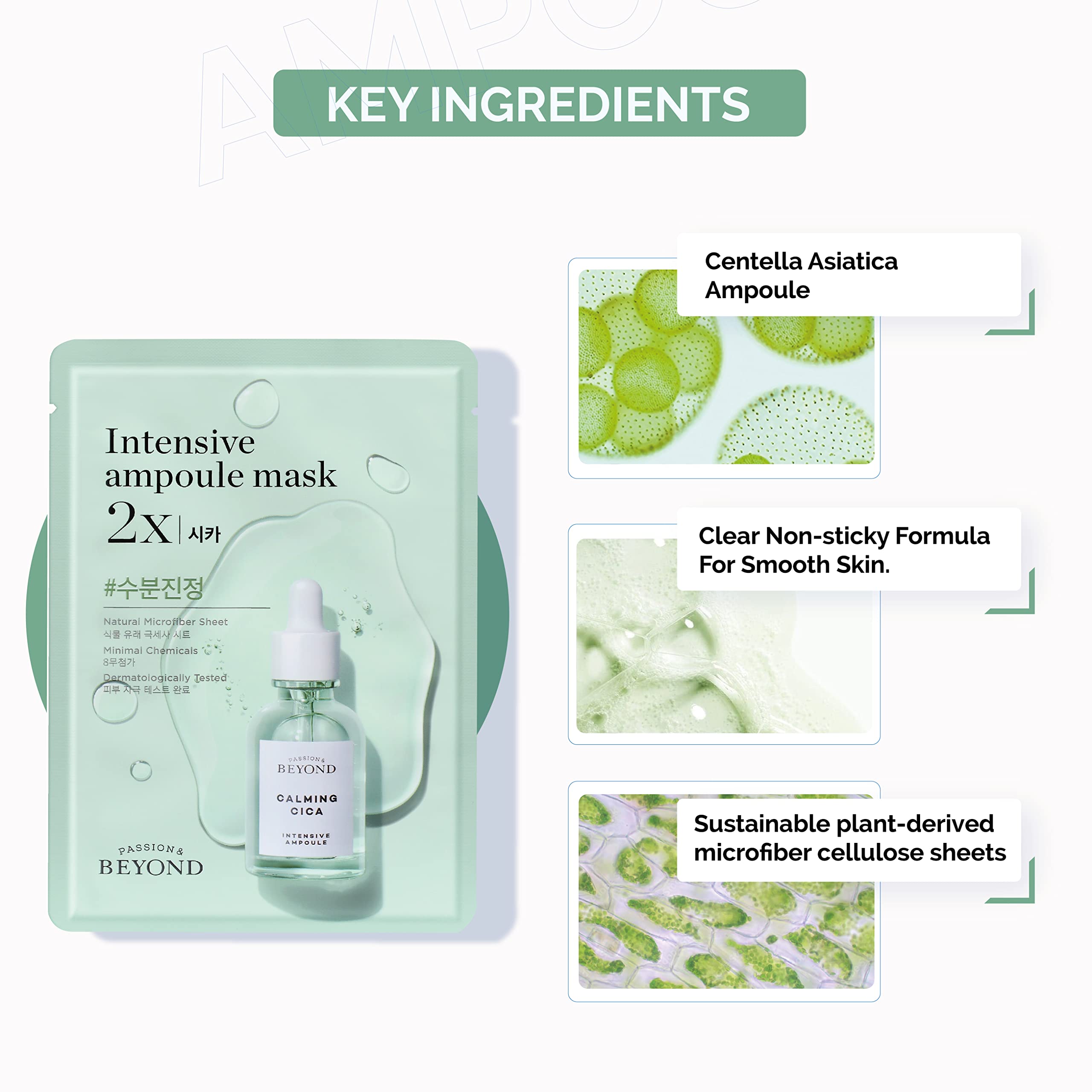 Beyond Intensive Ampoule Mask 2X Cica With Centella Asiatica For Soothing/Moisturizing Care For Irritated And Sensitive Skin - H