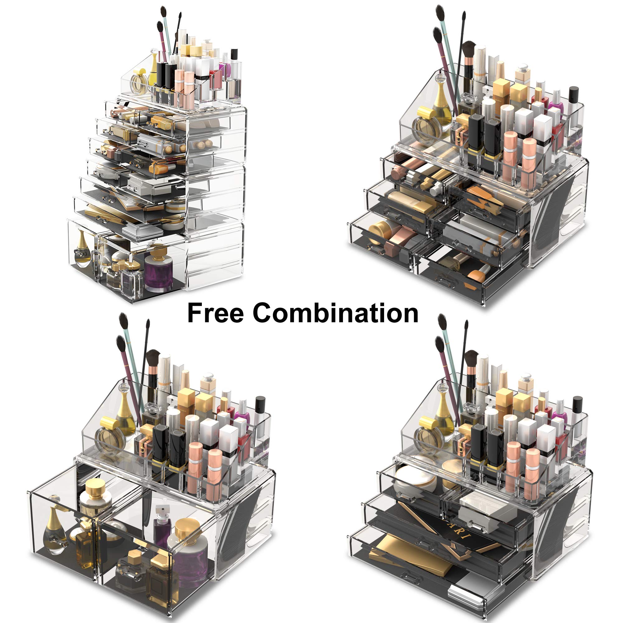 READAEER Makeup Cosmetic Organizer - 12 Drawer Storage Case, Clear Plastic, Model 43219-84979