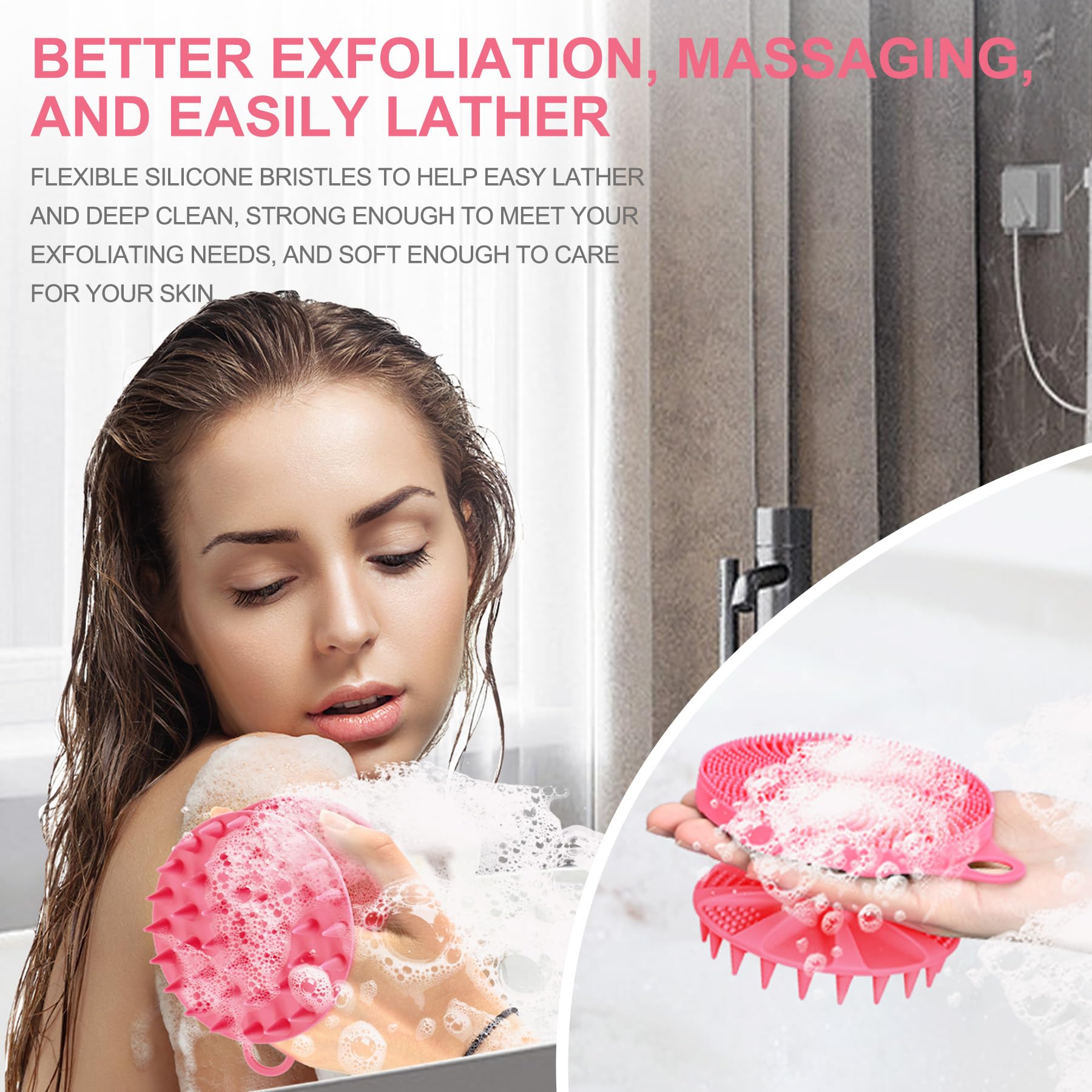 INNERNEED 2-in-1 Silicone Body Scrubber and Scalp Massager Shampoo Brush, Food-Grade Soft Material, More Hygienic, Easily Lather