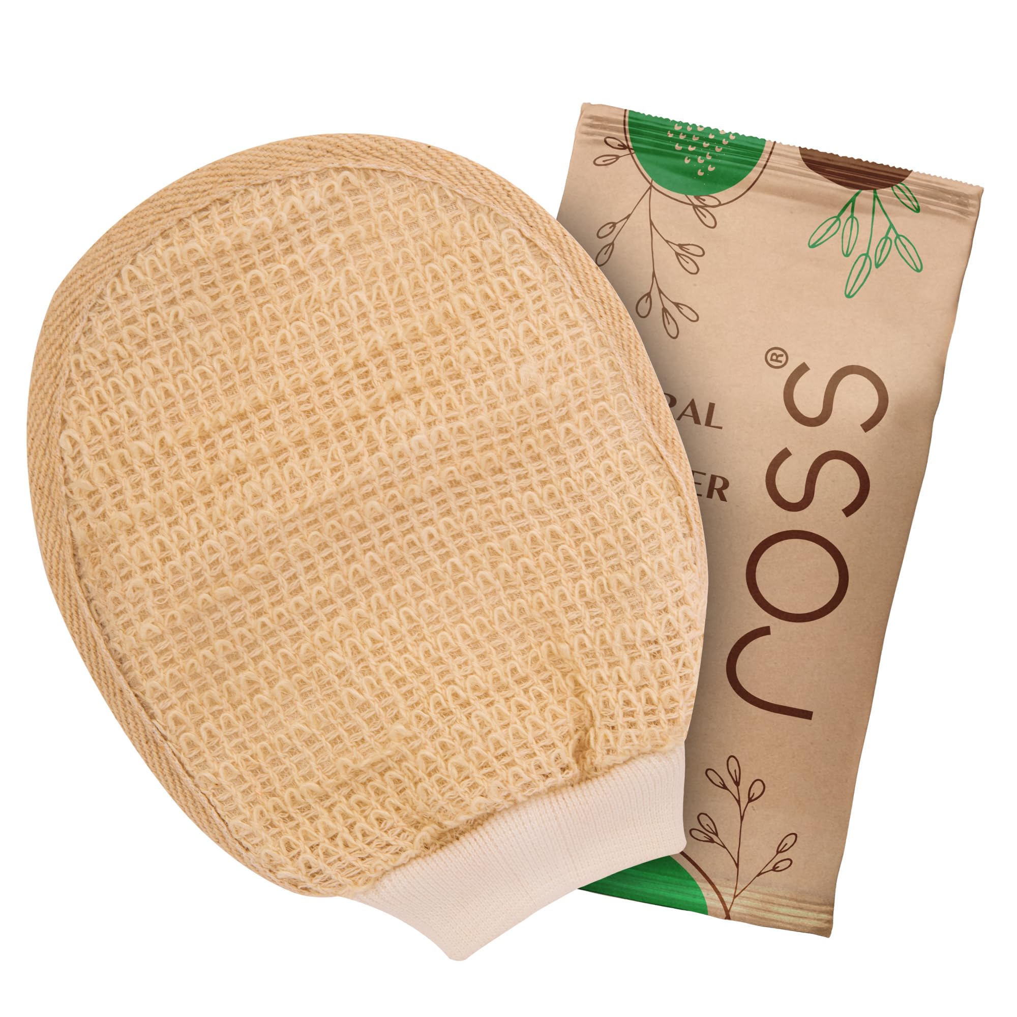Ross Natural Ramie Bath Glove Scrubber Gentle Exfoliating Glove For Deep Cleansing, HighLather Foam, And Smooth, Refreshed Skin
