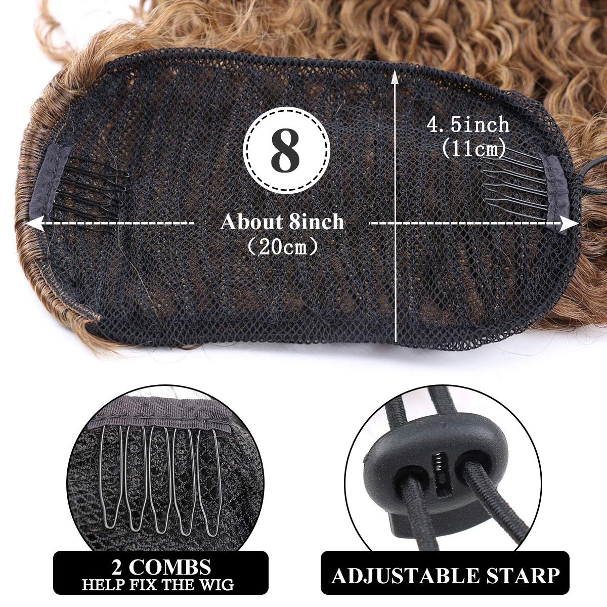 Fashion Icon 30'' Long Drawstring Ponytail Synthetic High Puff Afro Clip In Ponytail Hair Extensions Ombre Curly Corn Wave Clip