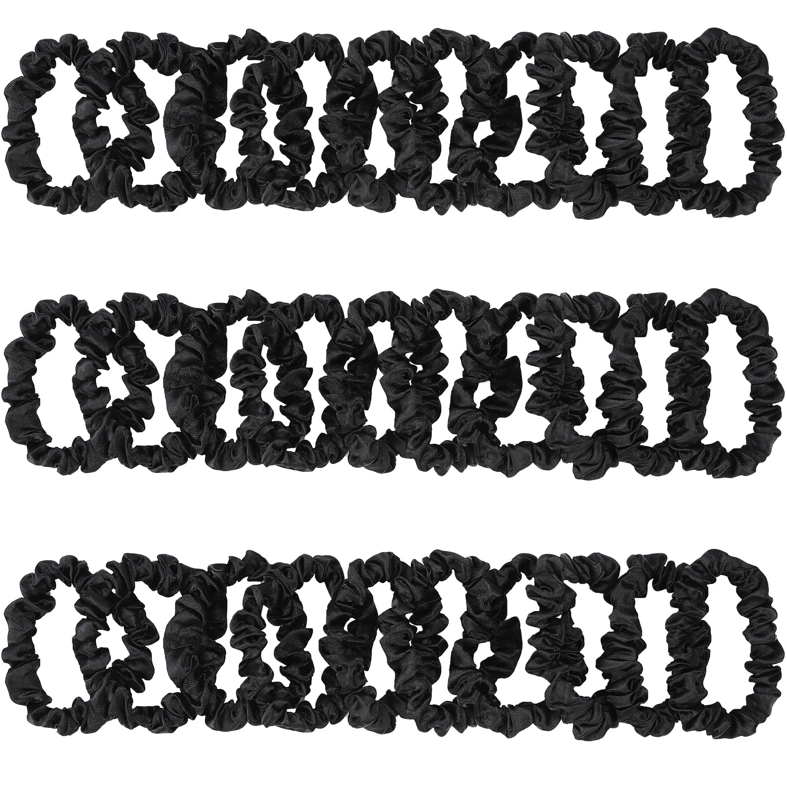 KECUCO 30Pcs Black Satin Hair Scrunchies Silk Hair Ties, Satin Elastic Hair Bands, Black Small Mini Elastics Ponytail Holders fo
