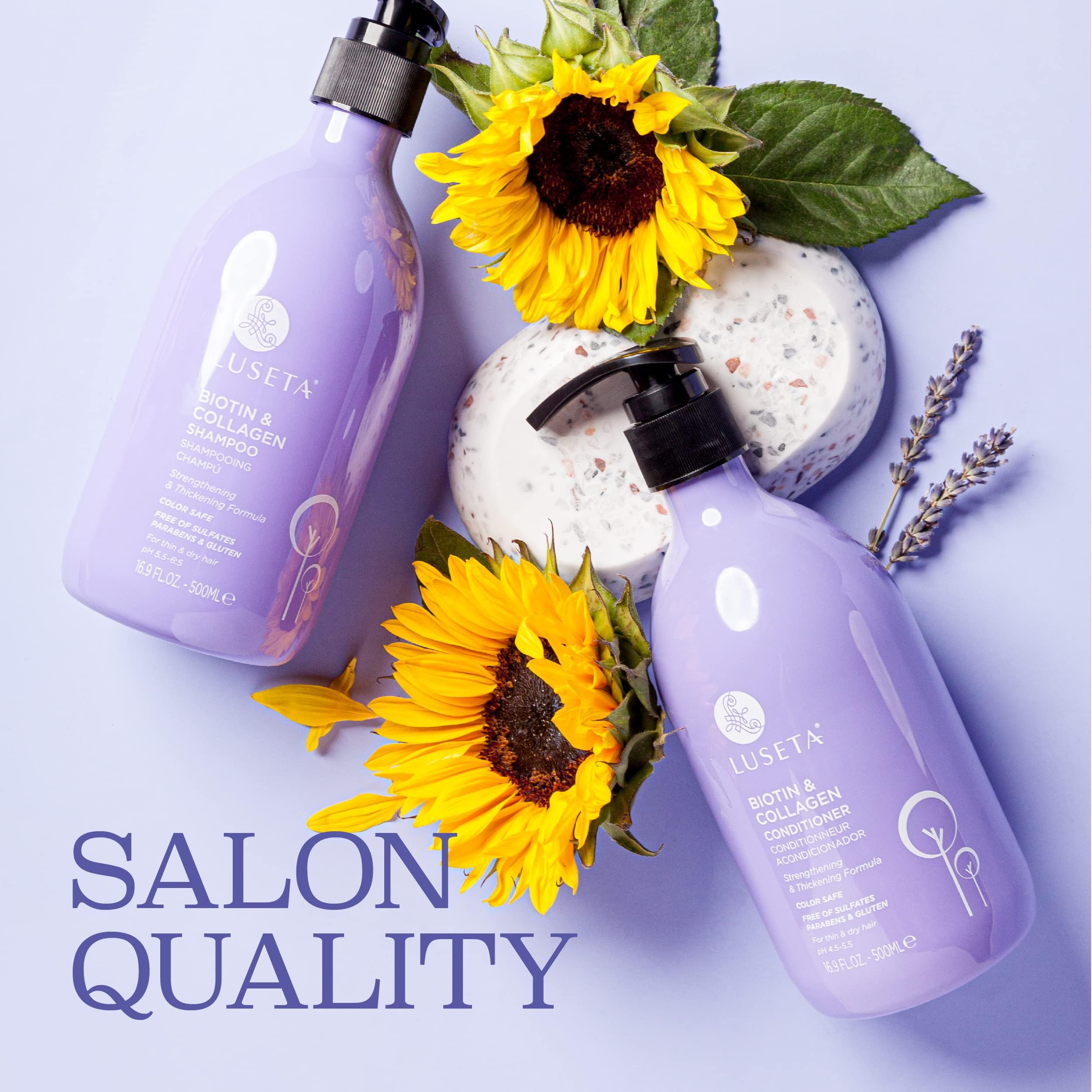 Luseta Biotin Shampoo and Conditioner for Hair - Thickening Shampoo for Thinning Hair - Infused with Argan Oil to Repair Damaged
