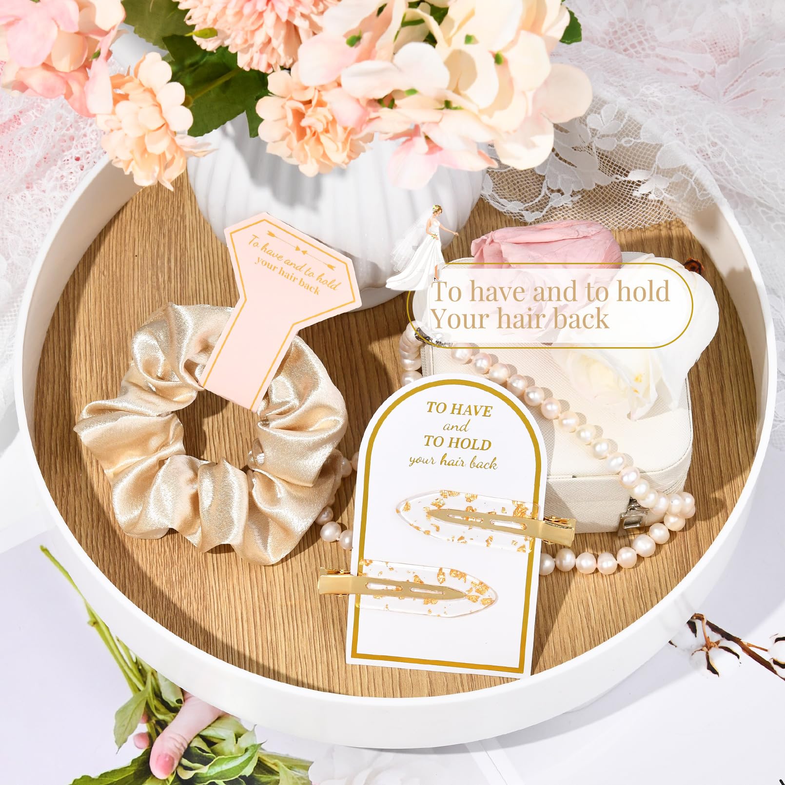 12 Pcs Soft Silk Satin Hair Accessories - Scrunchies, Hair Clips For Bridal Shower Gifts, Wedding Favors For Women And Girls