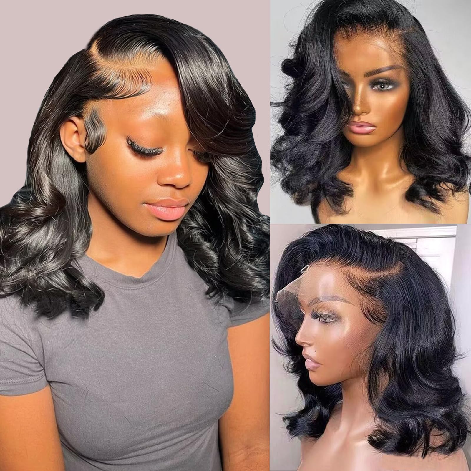 Douyin Bob Wig Human Hair 13x4 Frontal Lace Wig Body Wave HD Lace Front Wigs Human Hair Pre Plucked Glueless Bob Wigs for Women 