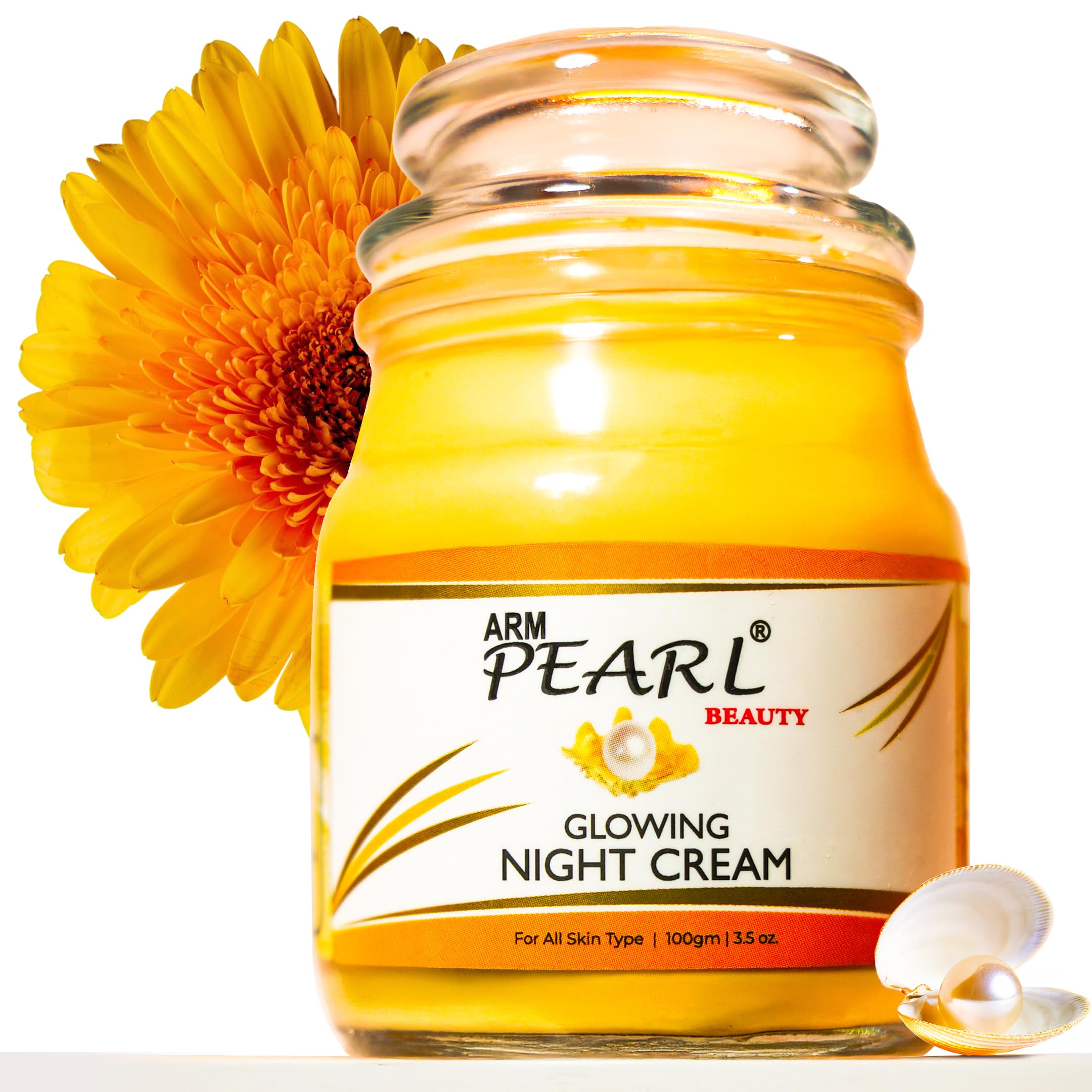 A. R. M Pearlbeauty Night Cream 100G Brightening & AntiAging With Vitamin C,Niacinamide & Hyaluronic Acid Reduces Dark Spots,Wr