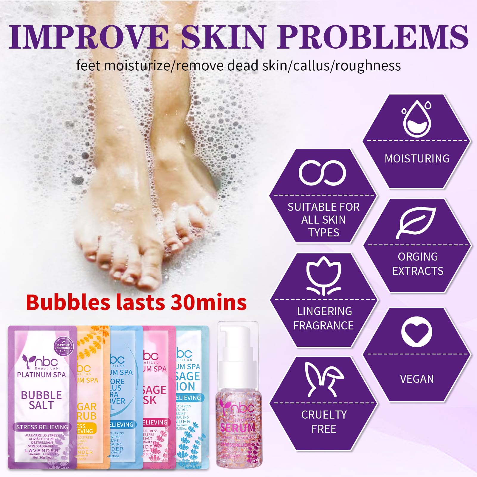 Nbc Beautilab Pedicure Foot Soak Set - Upgraded 6 In 1 Foot Spa, Foot Bath Spa, Pedicure Kit For Tired & Dry Cracked Feet, Athle