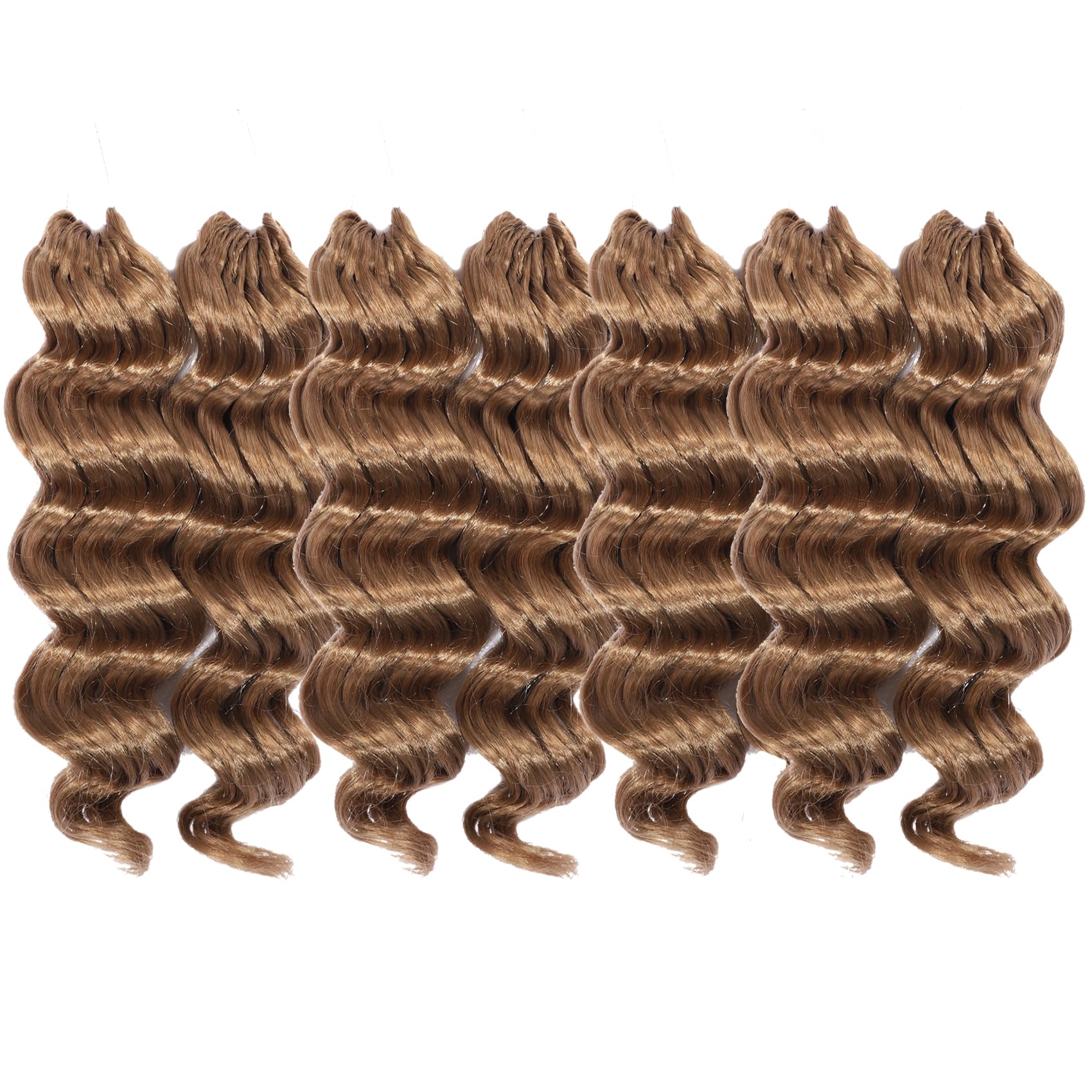 Light Brown Ocean Wave Crochet Hair Pre Looped 9 Inch Curly Crochet Hair Ocean Wave Medium Blonde 7 Packs Deep Wave Short Wavy O