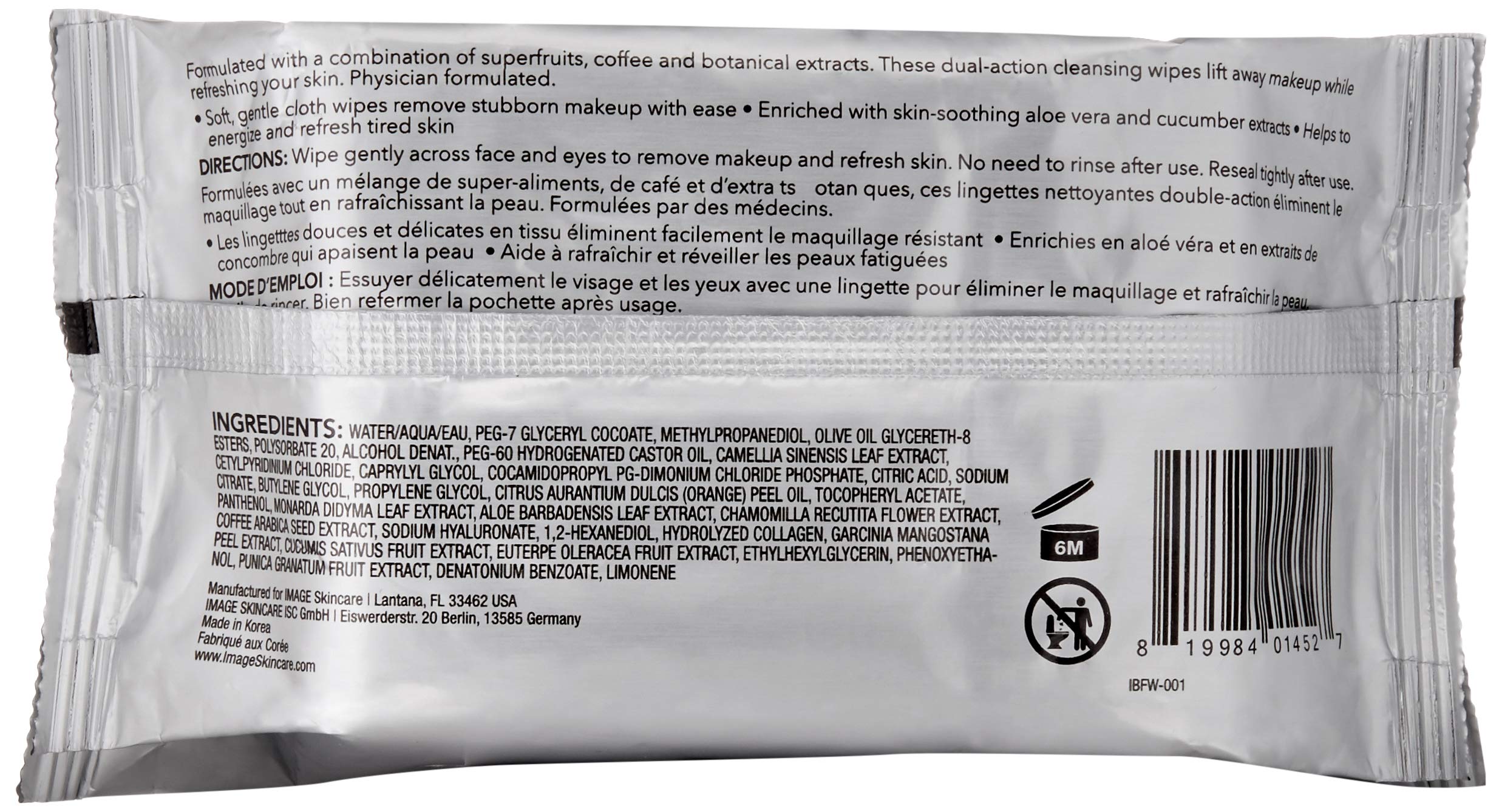 IMAGE Skincare, I BEAUTY Refreshing Facial Cleansing Wipes, Effectively Cleanse and Remove Makeup with Cucumber and Aloe Vera, 3