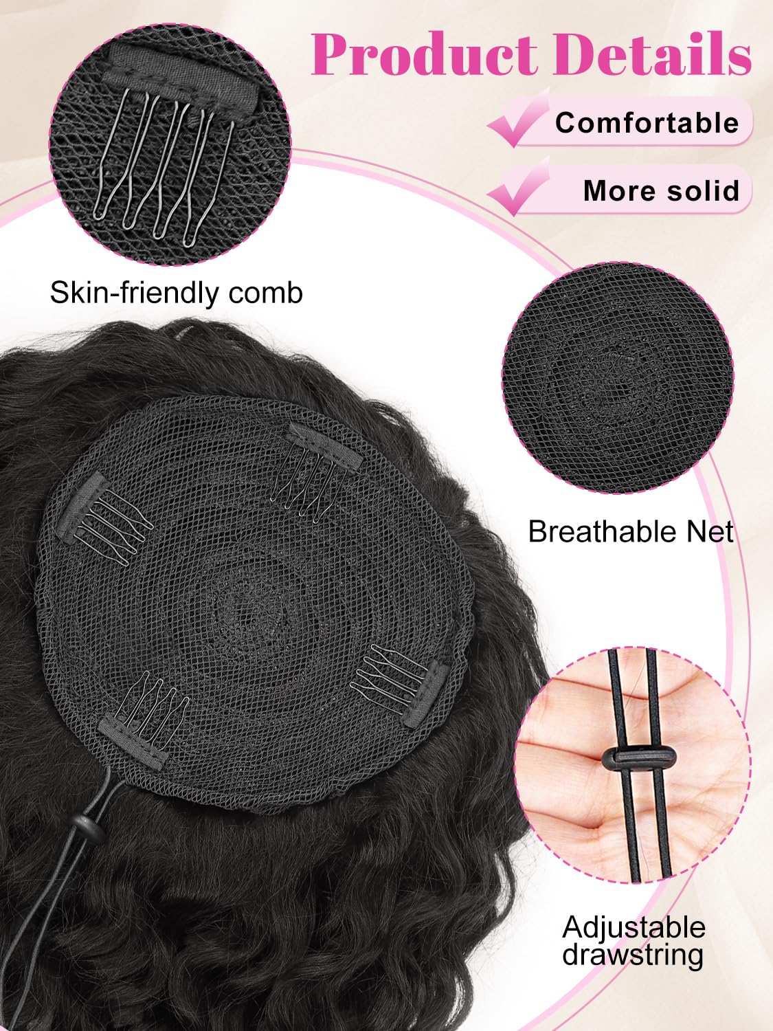 Alxnan Wavy Curly Ponytail Extension, 8'' Black Drawstring Ponytail For Black Women Short Soft Natural Synthetic Hairpiece Thick