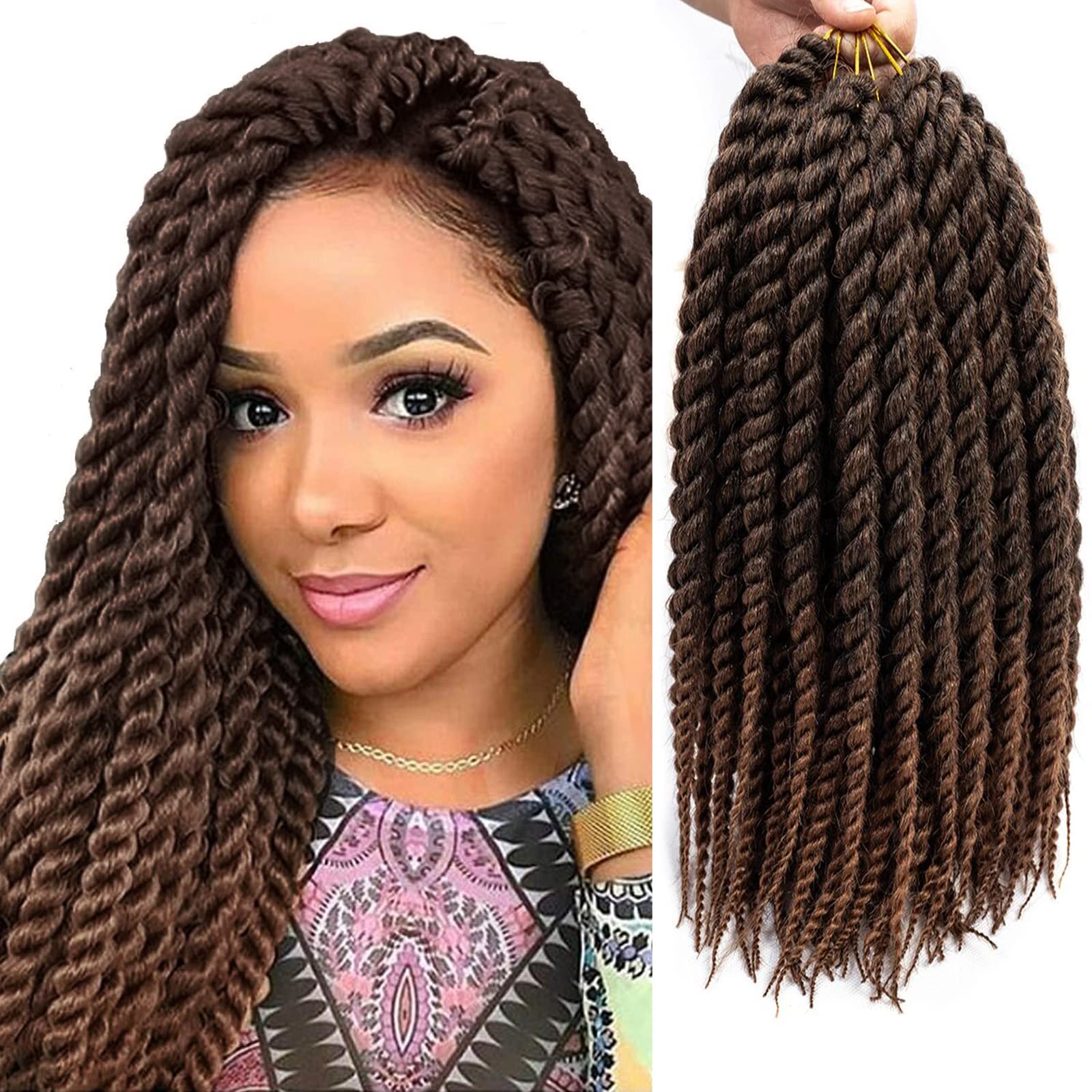 Admutty Havana Twist Crochet Hair 18 inch 6 Packs Jumbo Senegalese Twist Crochet Hair Havana Twist Hair Crochet Braids (T1B/30)