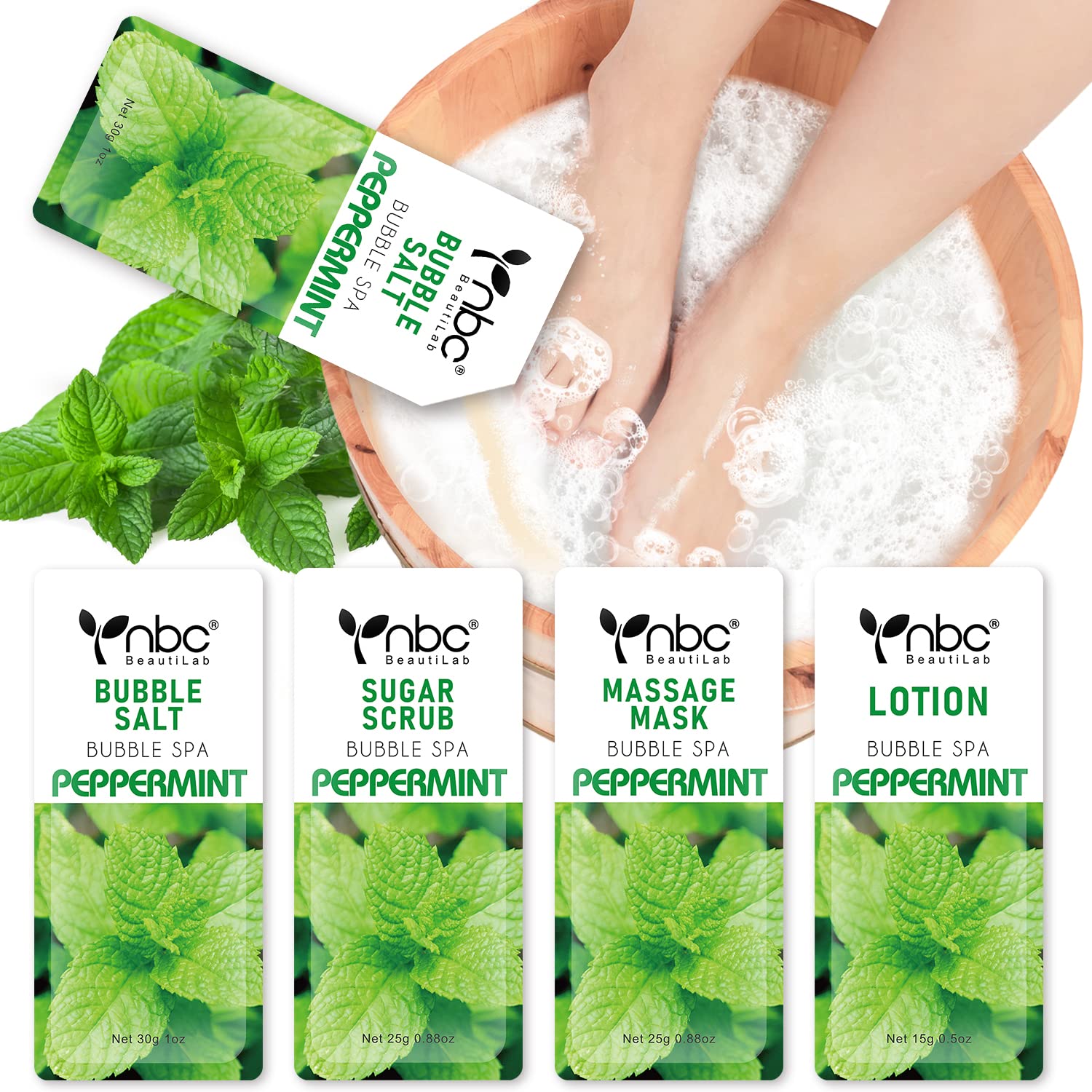 Pedicure Foot Soak Salt For Dry Feet Foot Spa Kit At Home (Pedispa 4 in1 Peppermint)