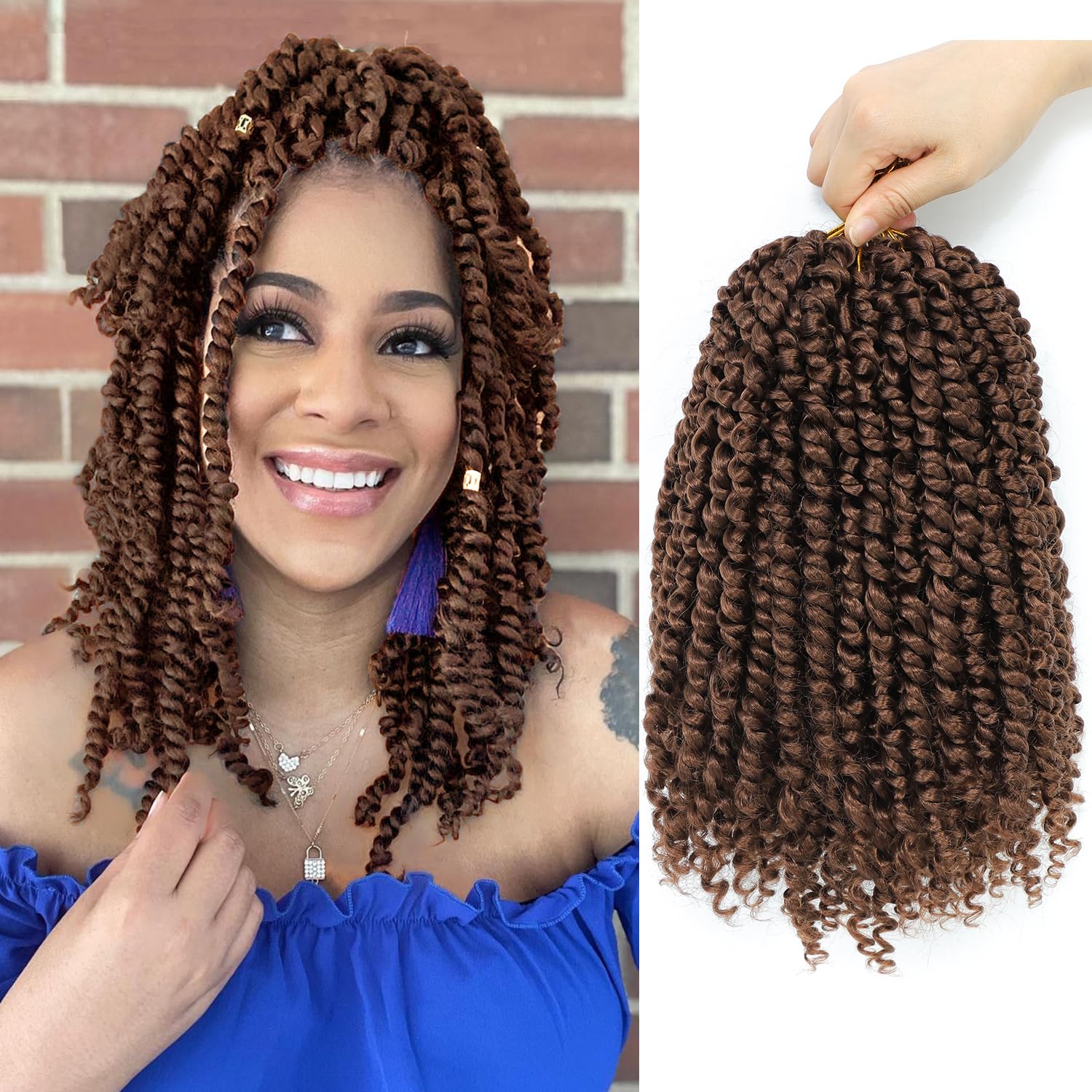 Passion Twist Crochet Hair 10Inch Passion Twist Hair 8 Packs Soft Pre-Twisted Passion Twist Curly Crochet Hair for Black Women 3