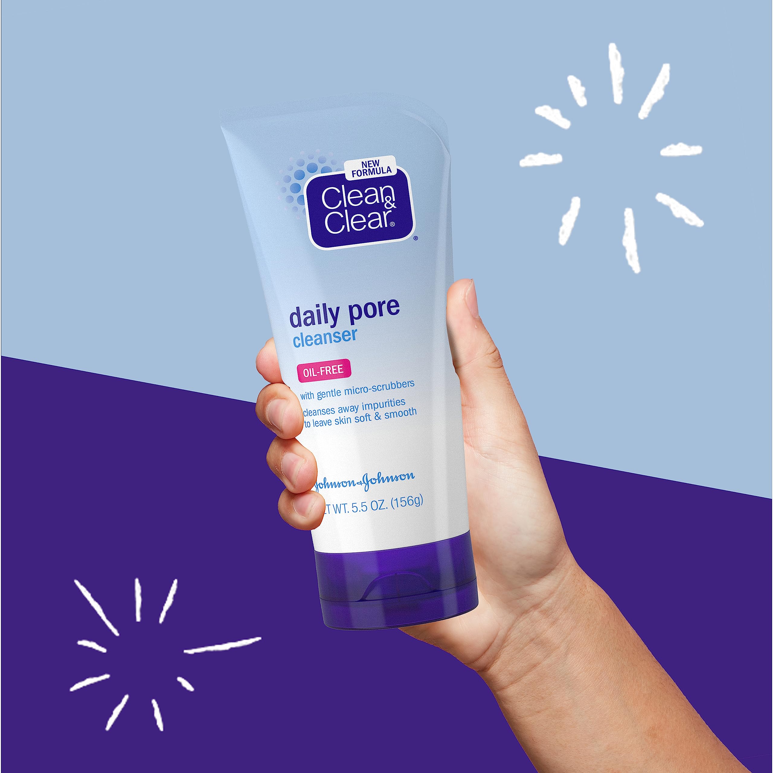 Clean & Clear Daily Pore Facial Cleanser for Soft, Smooth Skin, Oil-Free Acne Face Wash for Normal, Oily & Combination Skin Care