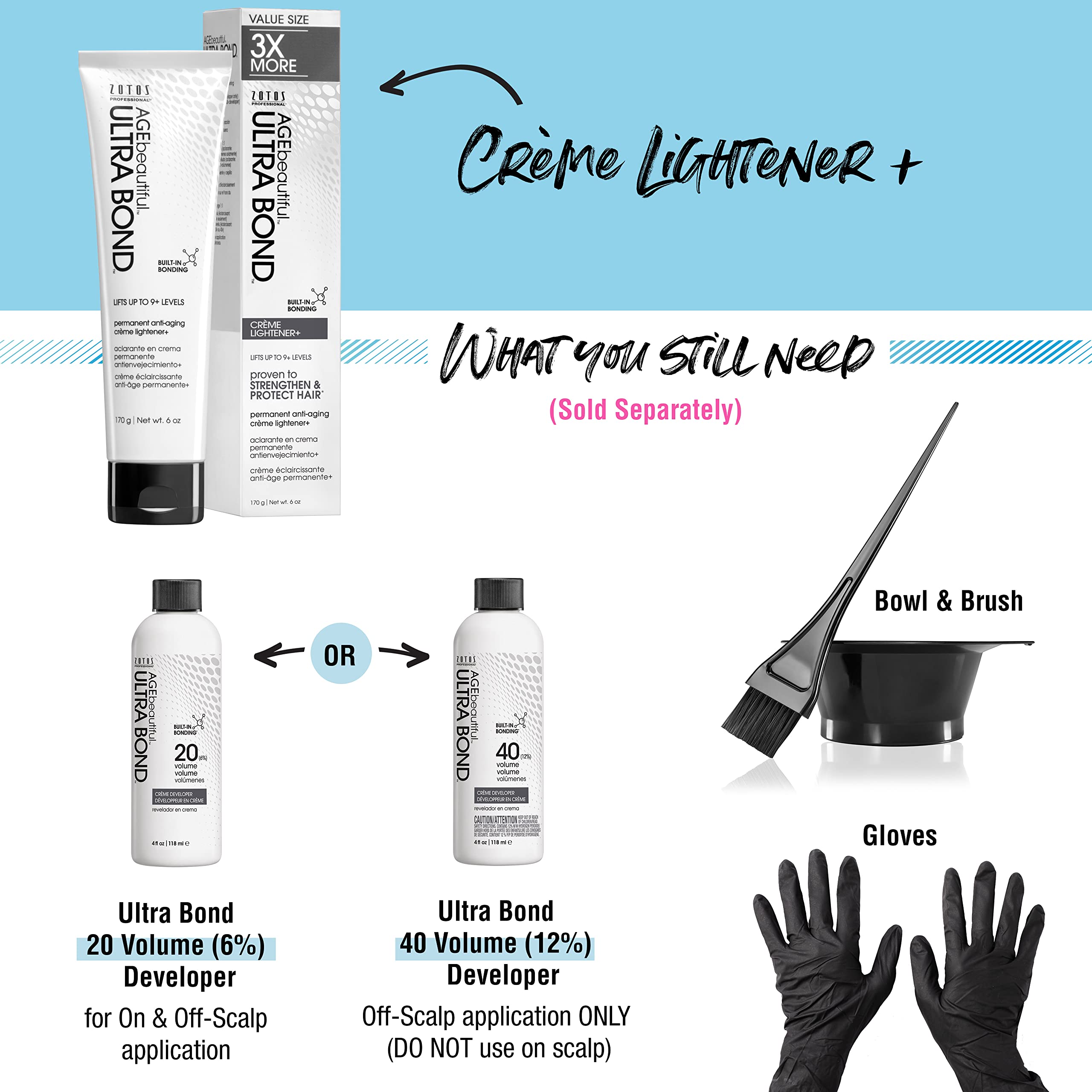 ULTRA BOND Hair Creme Lightener with Bond Building - Lifts up to 9+ Levels - Strengthen, Protect & Nourish, 6 Fl Oz