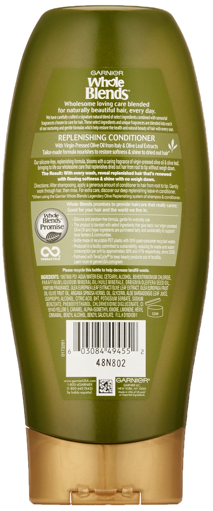 Garnier Whole Blends Replenishing Conditioner Legendary Olive, Dry Hair, 12.5 fl. oz.