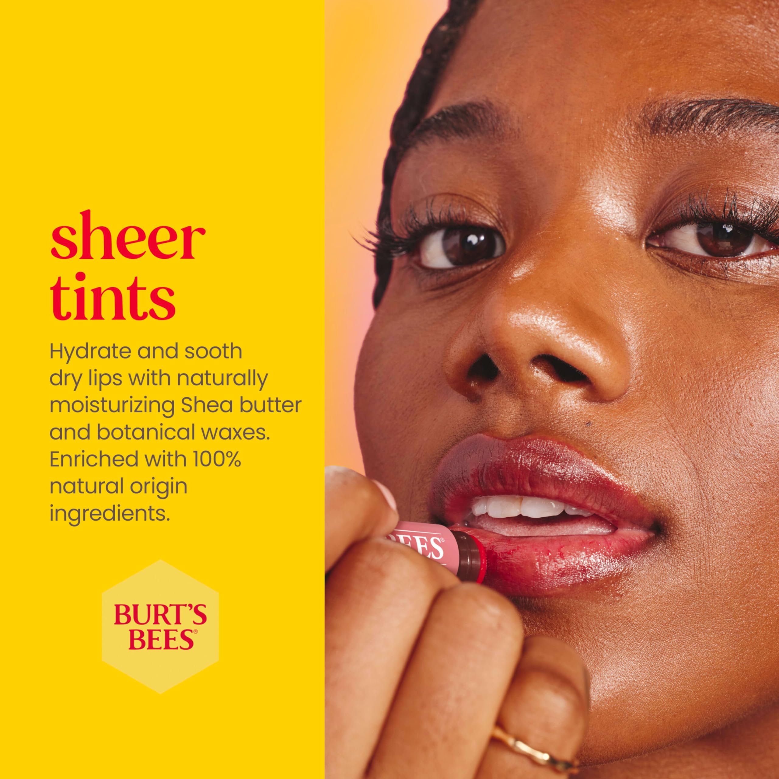 Burt'S Bees 100% Natural Tinted Lip Balm, Rose With Shea Butter & Botanical Waxes, 0.15 Oz