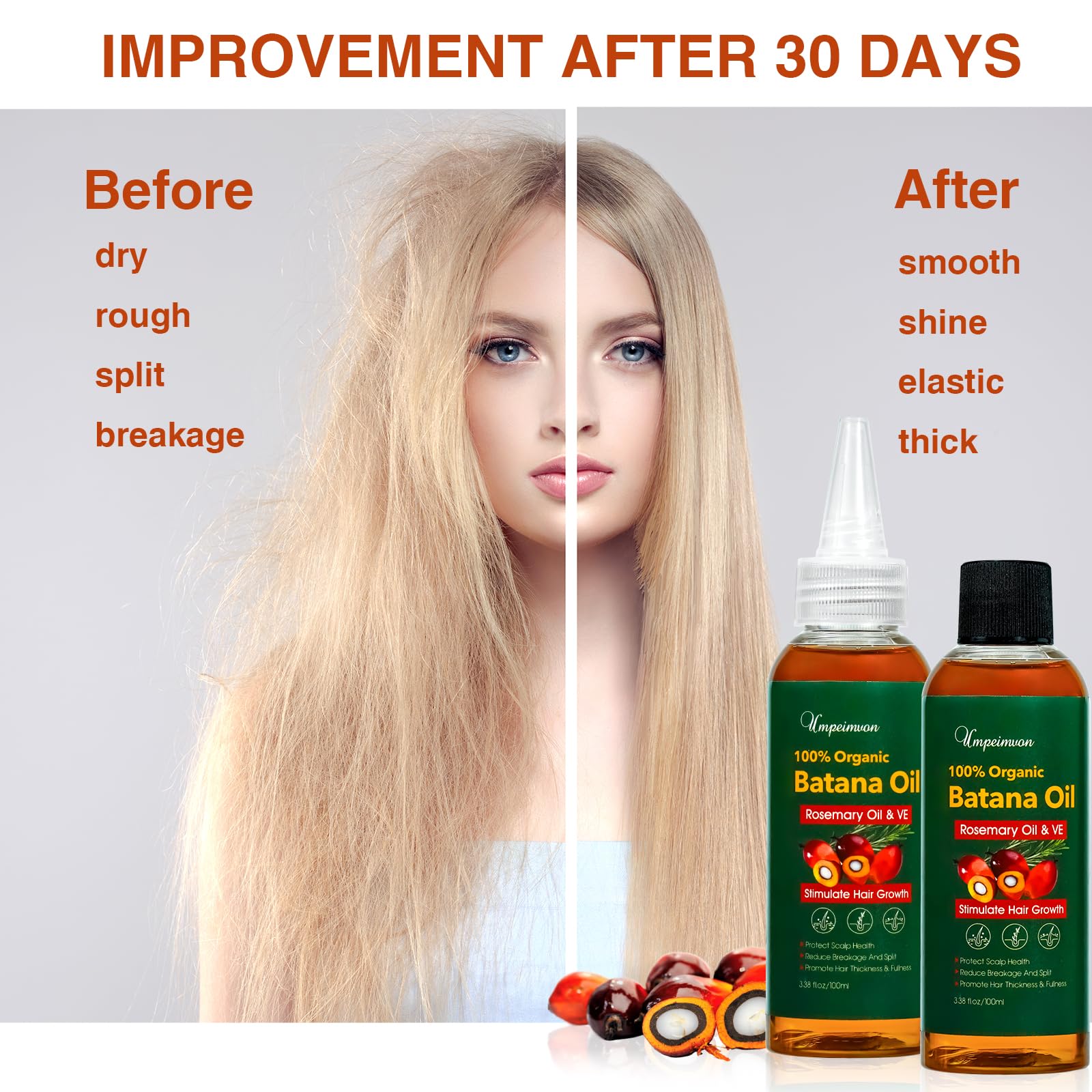 2 Pack Batana Oil Organic for Hair Growth, Botana Oil Hair Growth Rosemary Oil Vitamin E Blend Massager Boosting Hair Thickness,