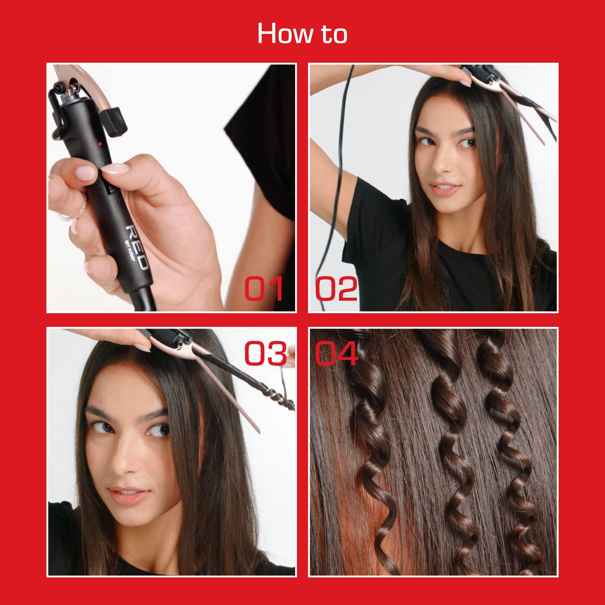 RED 1/4 Inch Thin Curling Iron, Pencil Curling Iron, Extra Small Ceramic Coating Barrel, Skinny Curling Iron Wand for Long & Sho