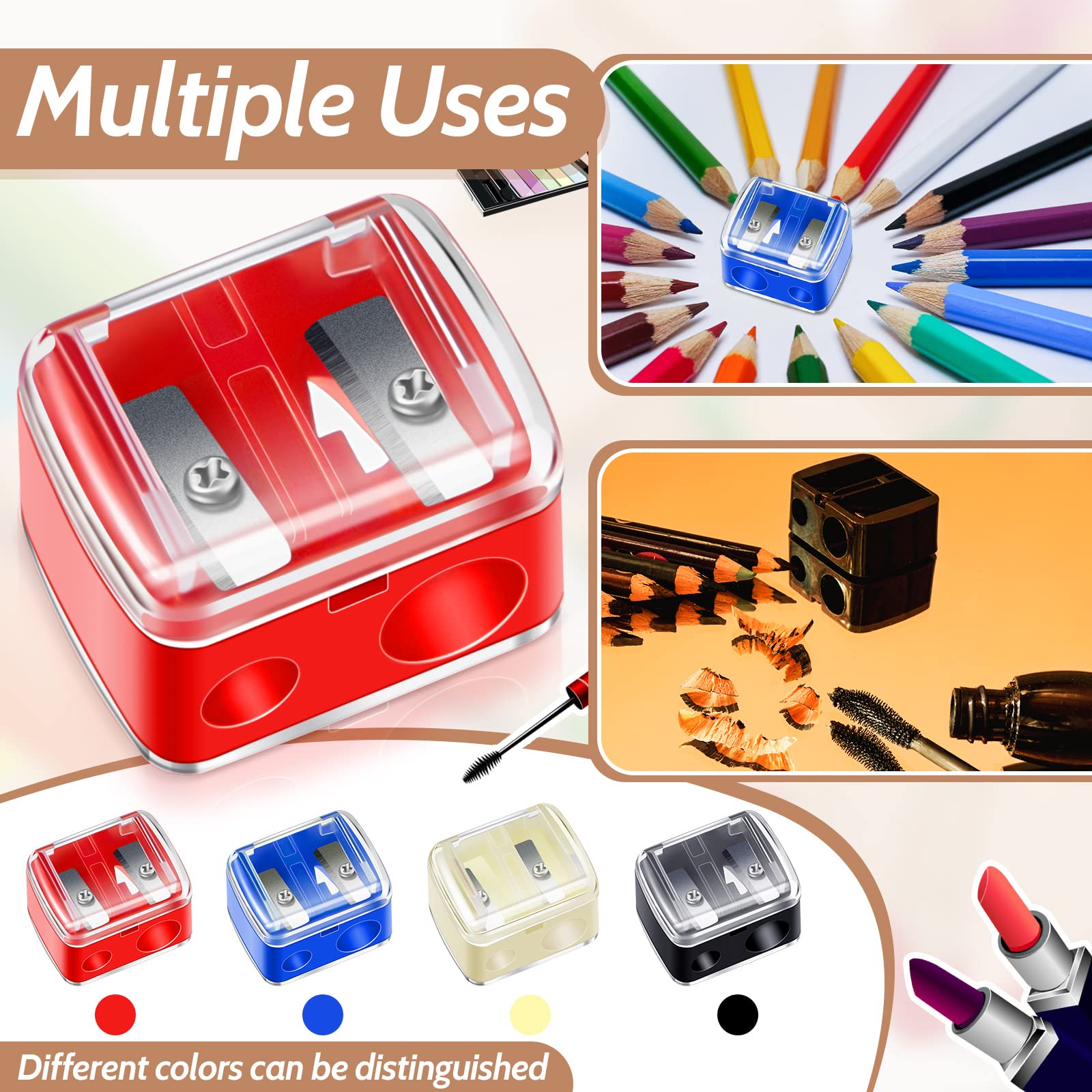 5 Pack Makeup Pencil Sharpener Plastic Lip Liner Pencil Eyeliner Sharpener Cosmetic Manual Tools for Eyeliner(Colorful)