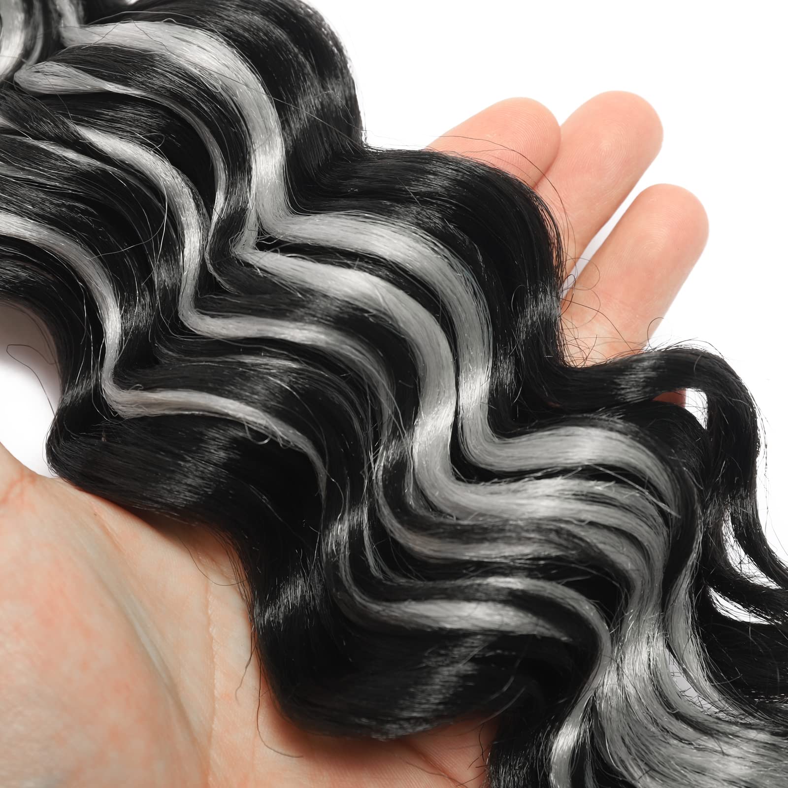 Ocean Wave Crochet Hair Pre Looped 9 Inch Curly Braiding Ocean Wave Hair 7 Packs Grey Deep Wave Short Wavy Ocean Wave Crochet Br