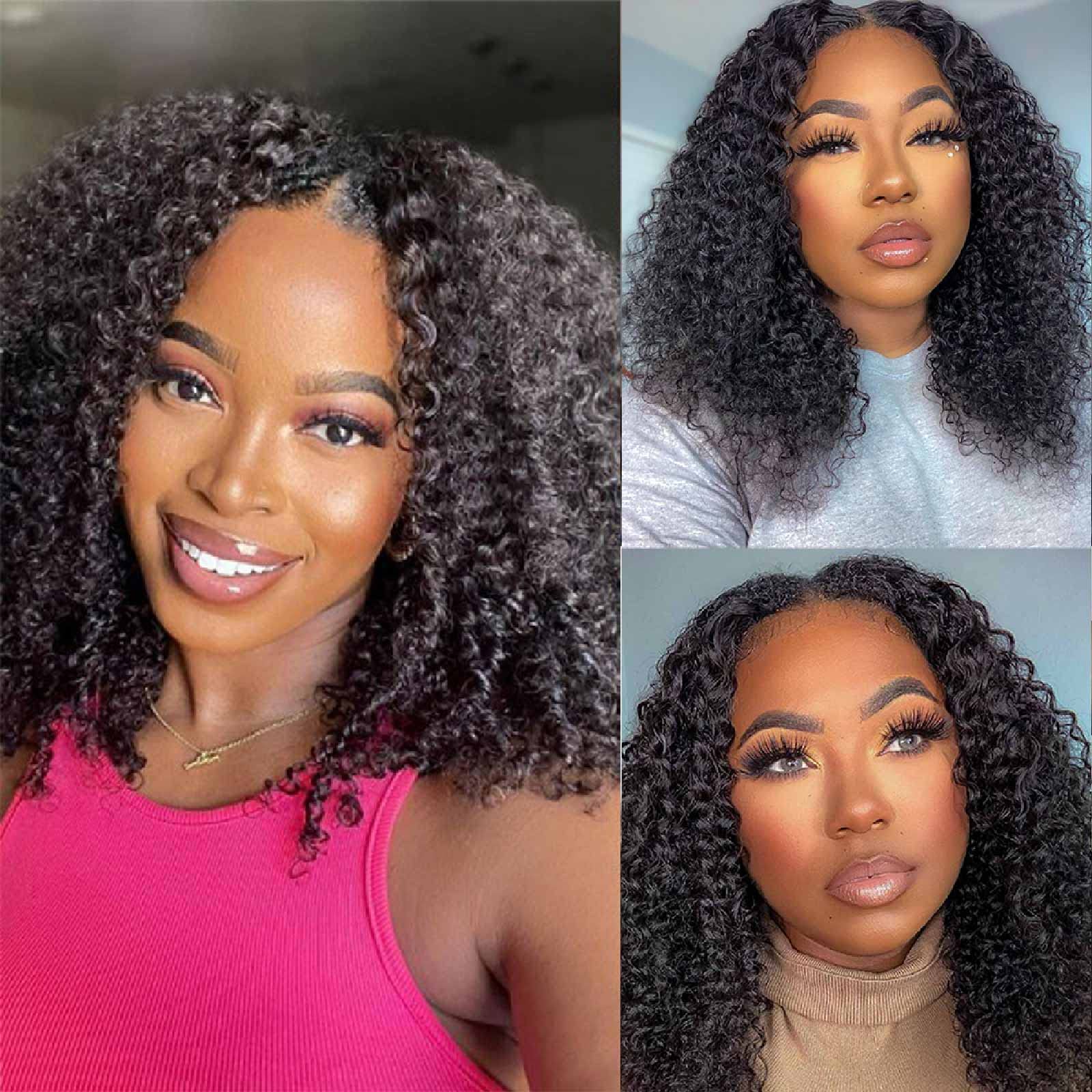 Domiso Curly V Part Wig Human Hair Upgrade U Part Wigs Human Hair Wigs for Black Women Human Hair Glueless V Shape Wigs Kinky Cu