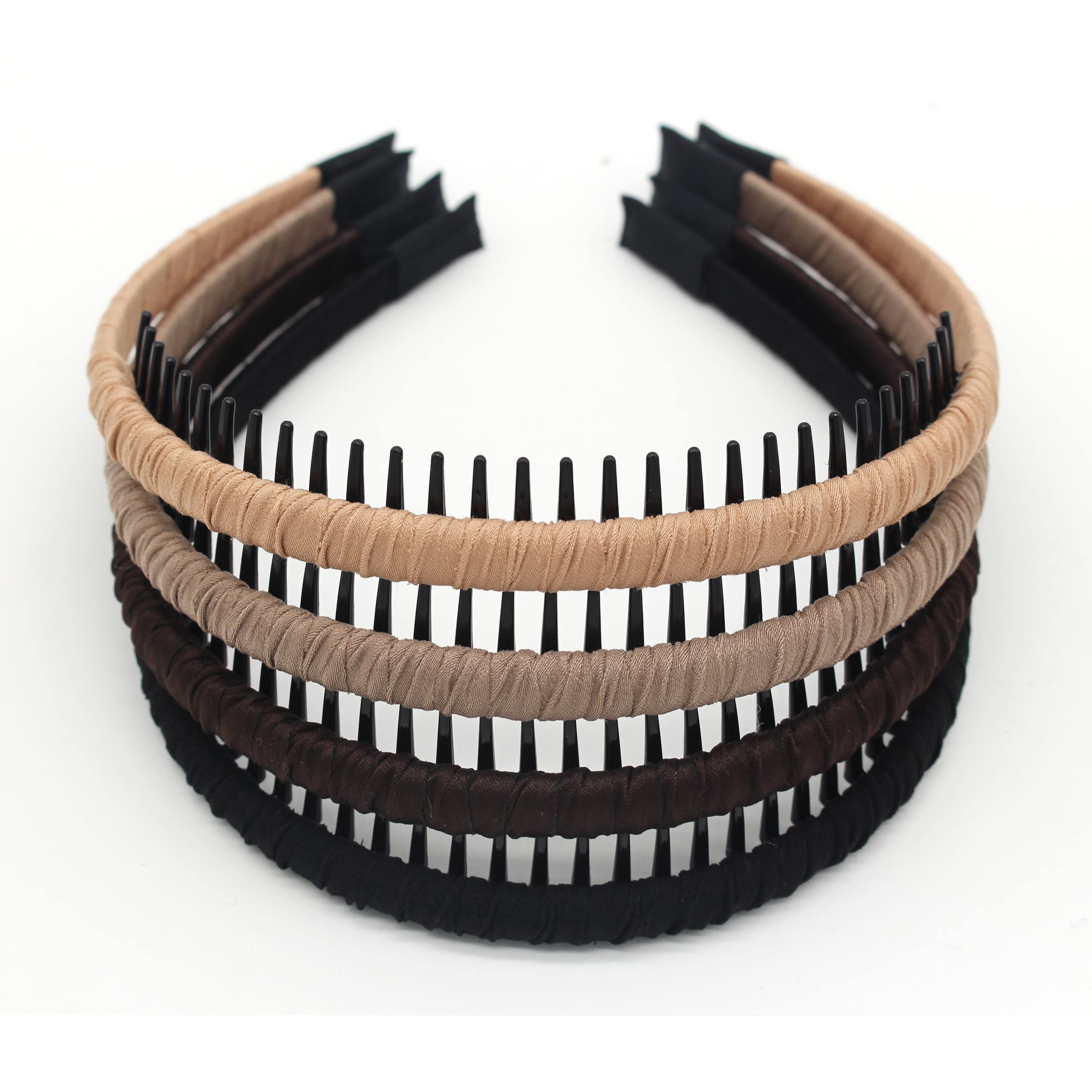 Joband 4Pcs Hairbands For Women, Non-Slip Zig Zag Headbands, Adjustable Teeth Comb Hair Hoop, Daily Use, Yoga, Spa, Parties, Res