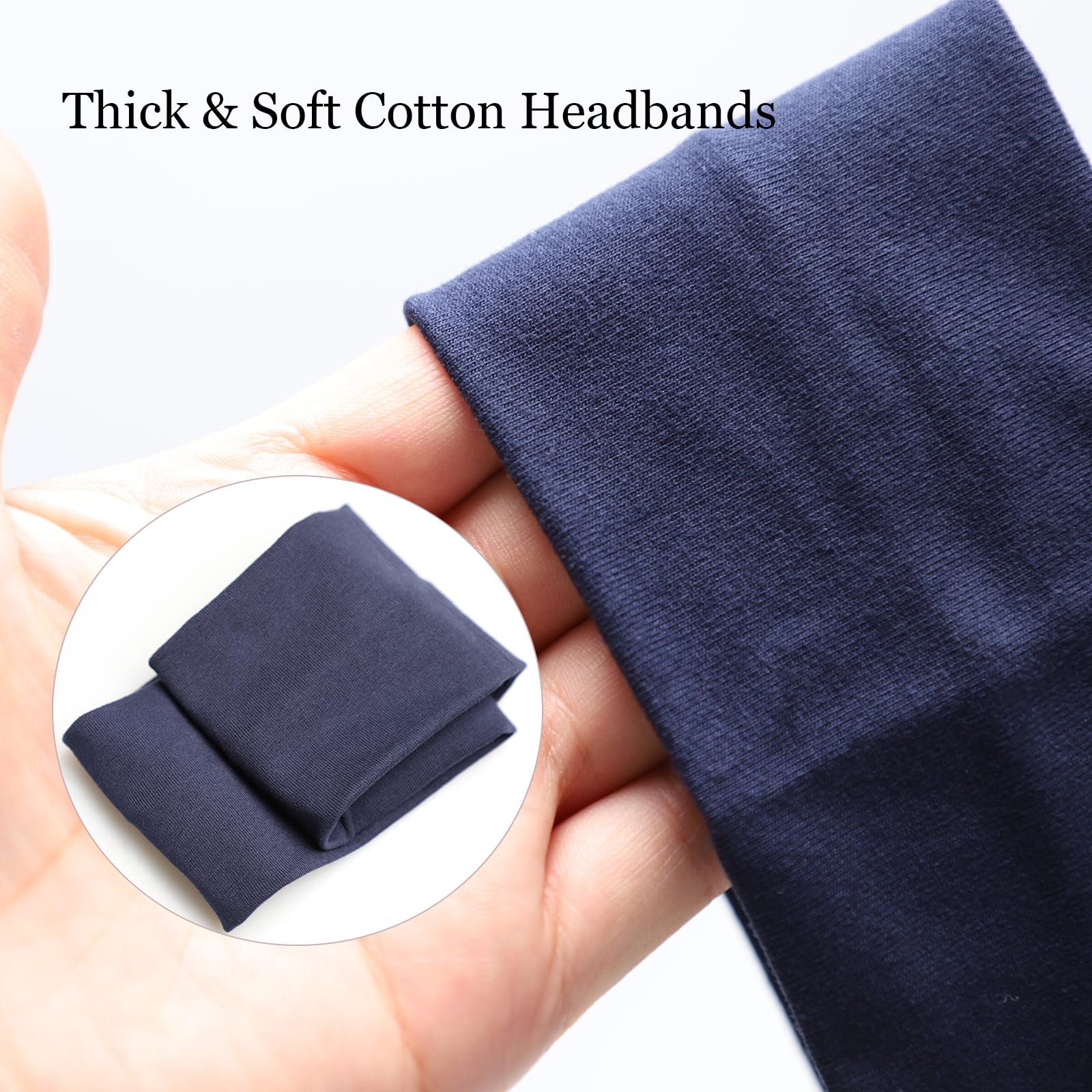 Mlmomvme 6 Pcs Headbands For Women Hair Cotton Headband Non-Slip Stretchy Elastic Head Wrap Holder Hair Accessories White Navy B