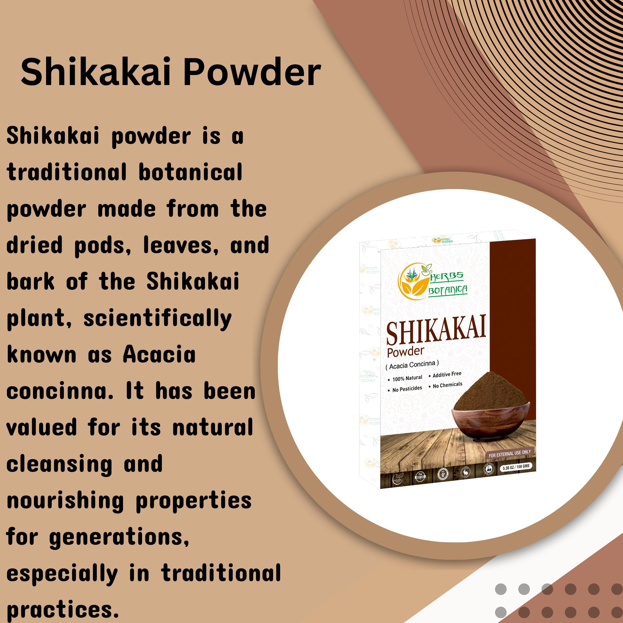 Herbs Botanica Shikakai Powder Pure Acacia Concinna Fruit Pods Powder For Hair, Shiny, Tangled Hair Cleanser & Conditioner Vegan