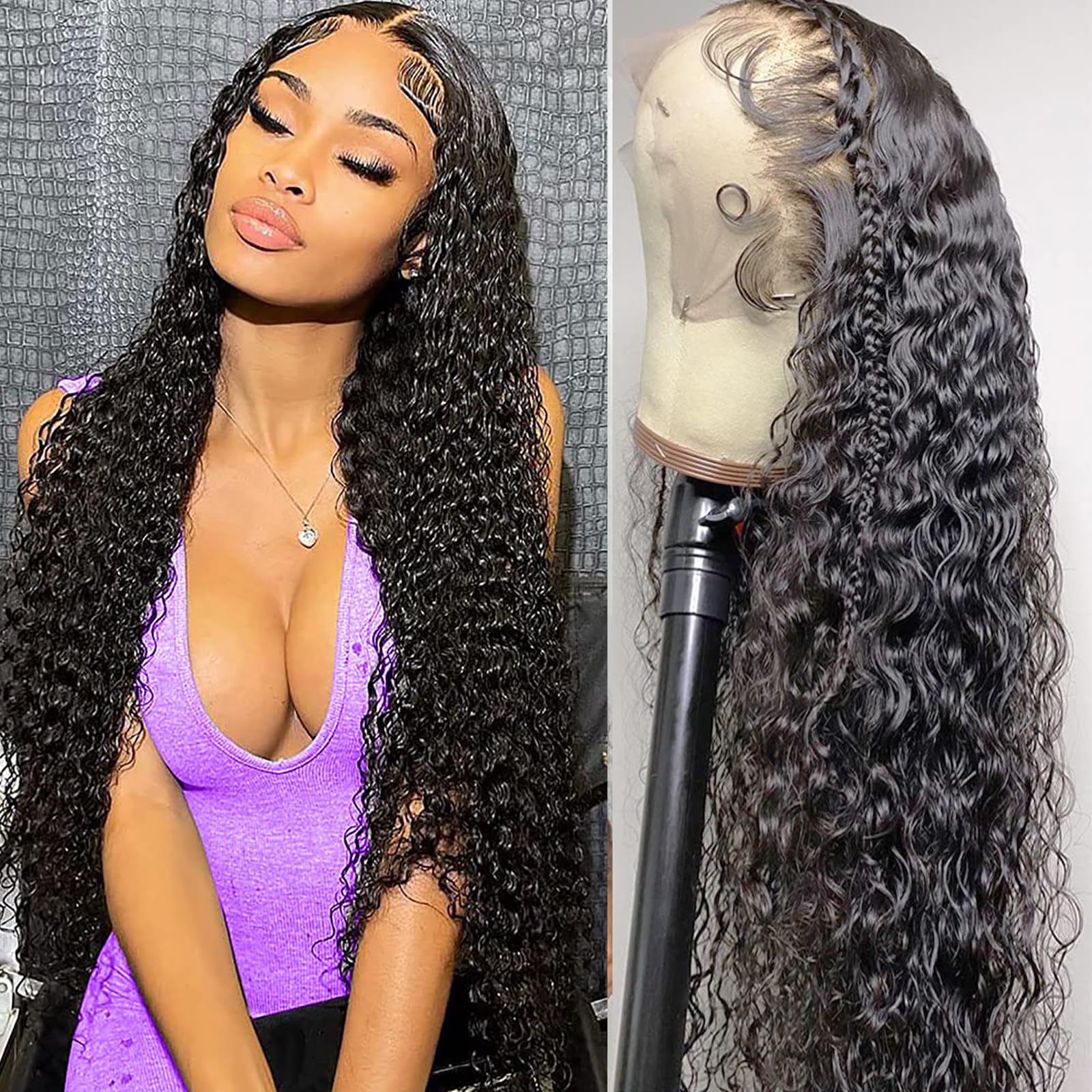 JIETAI 13X4 HD Lace Front Wigs Human Hair Pre Plucked with Baby 180% Density Brazilian Curly Wave for Black Women 9A Glueless fr