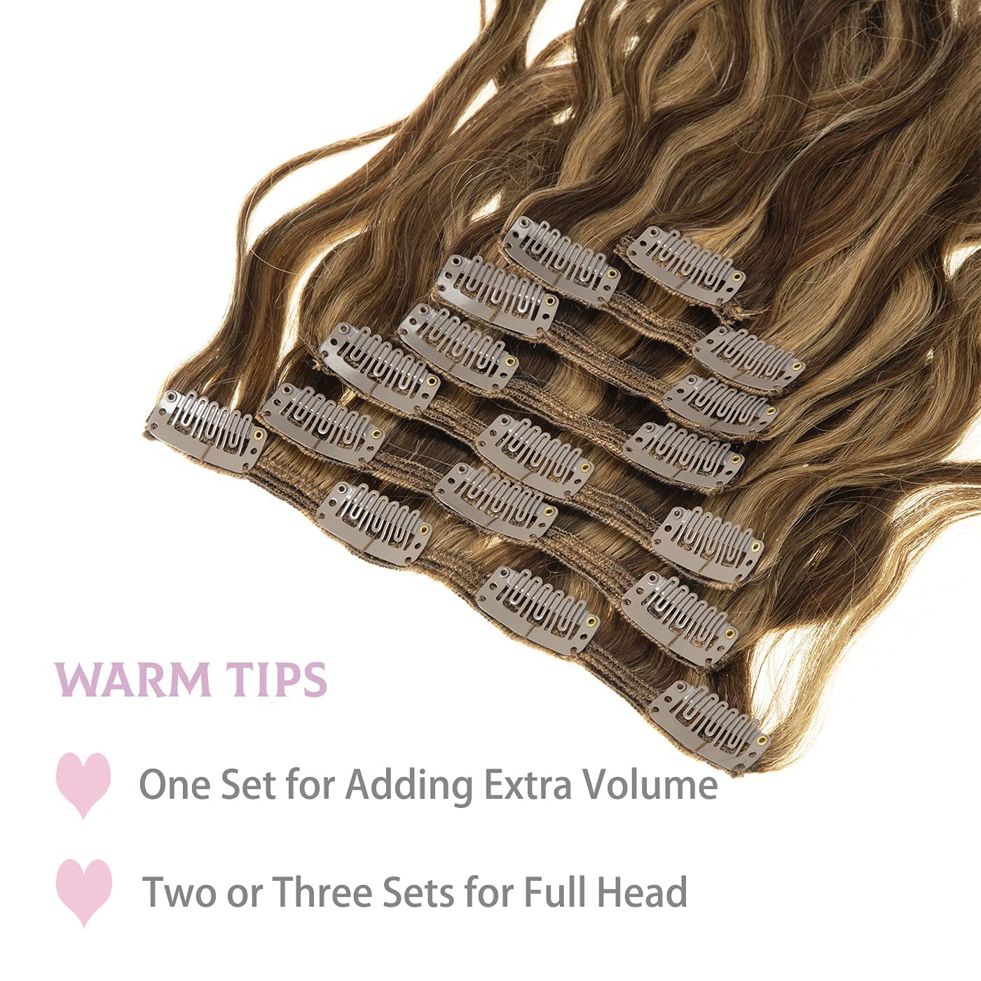 Loxxy Clip In Human Hair Extensions #27 Strawberry Blonde Natural Wave Real Human Hair Extensions For Women 22Inch Double Weft 1