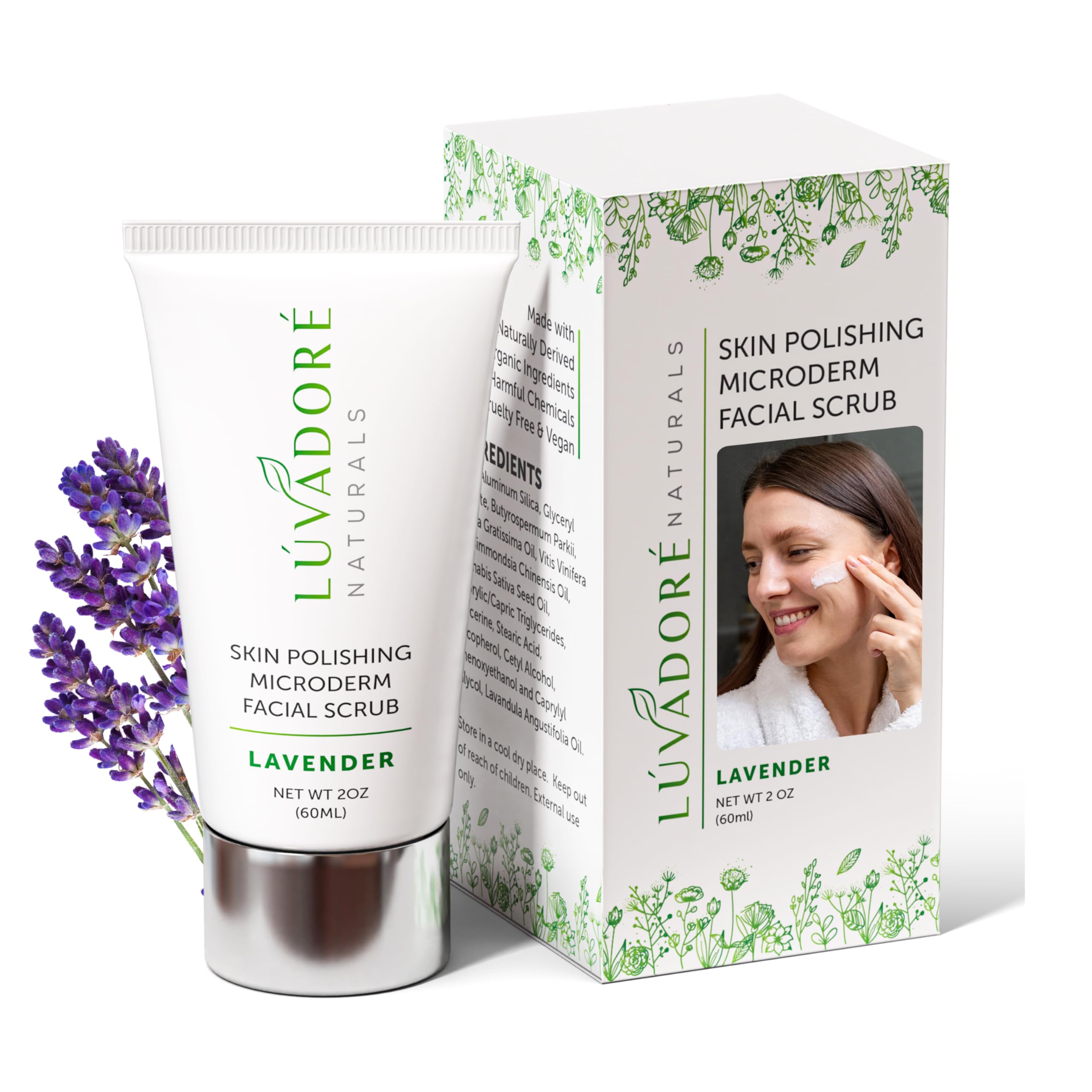 Luvadore Naturals Microdermabrasion Facial Scrub  Skin Polishing Exfoliating Face Scrub  Gentle Face Exfoliator with Shea Butt