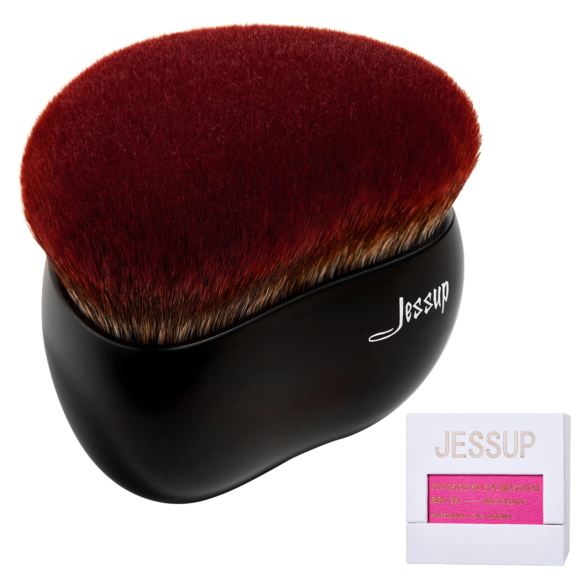 Jessup Foundation Brush Large Kabuki Makeup Brush for Face Body Blending Buffing Stippling Liquid Powder Cream Flawless with Gif