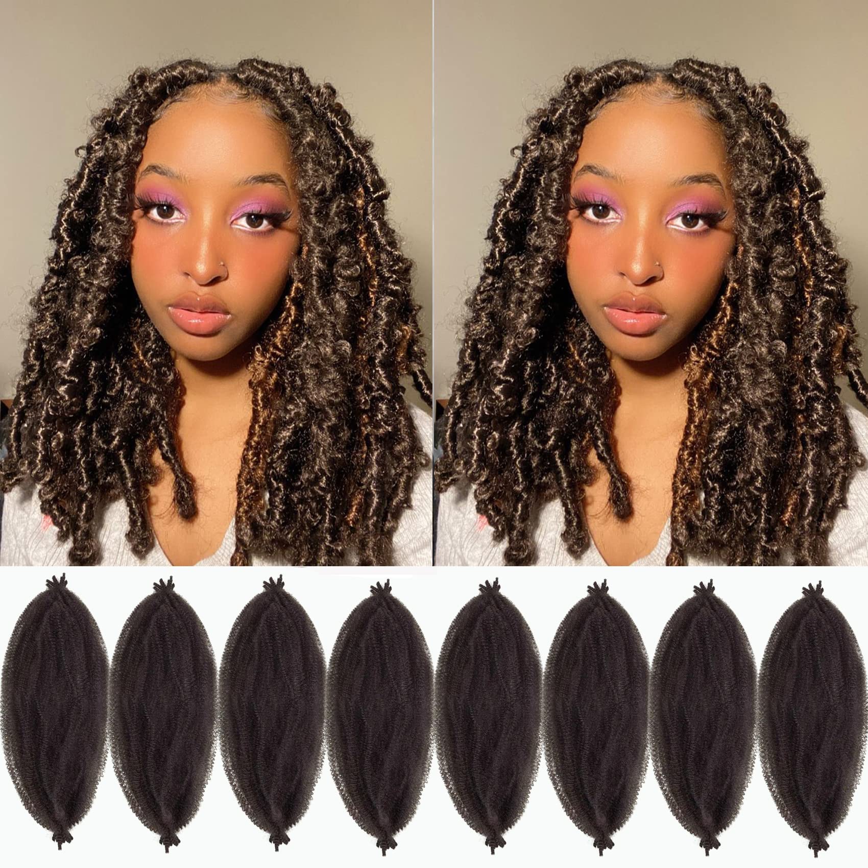 12 Inch Wrapping Hair for Soft Locs 8 packs Pre-Separated Springy Afro Twist Hair,Marley Hair for Soft Locs Kinky Afro Twist Cro