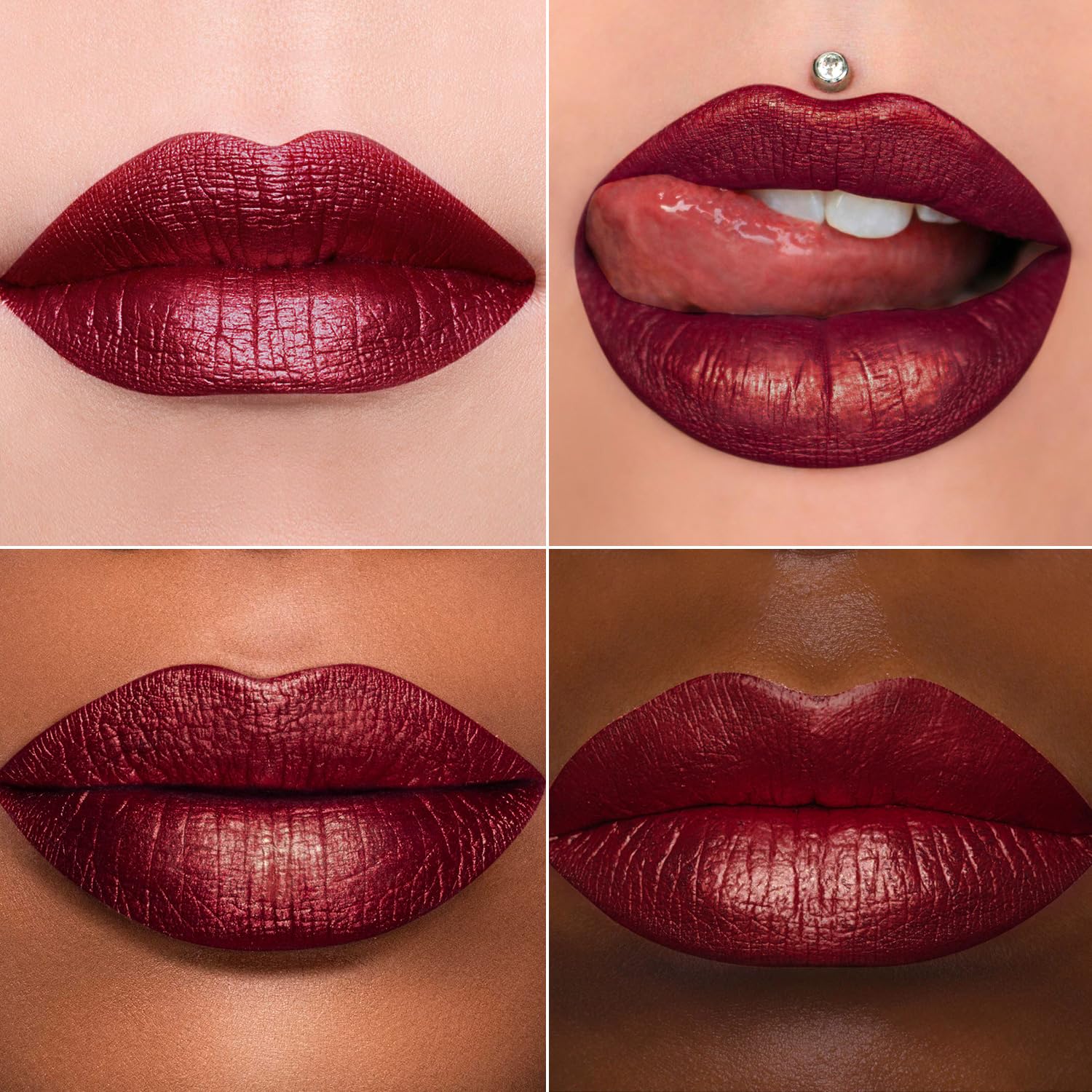 Maki Yika Dark Red Lipstick For Women Metallic Lipsticks Glitter Long Lasting Lipstick No Smudge No Transfer Liquid Pink Lip Glo