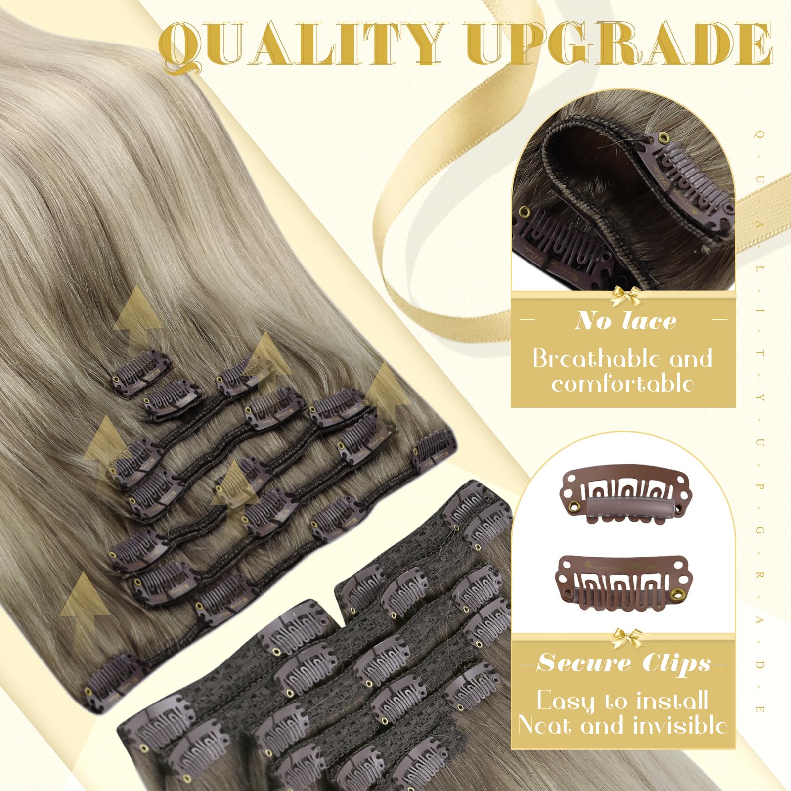 Ve Sunny Blonde Hair Extensions Clip ins Ombre Blonde Clip in Hair Extensions Human Hair Balayage Clip in Real Hair Extensions A