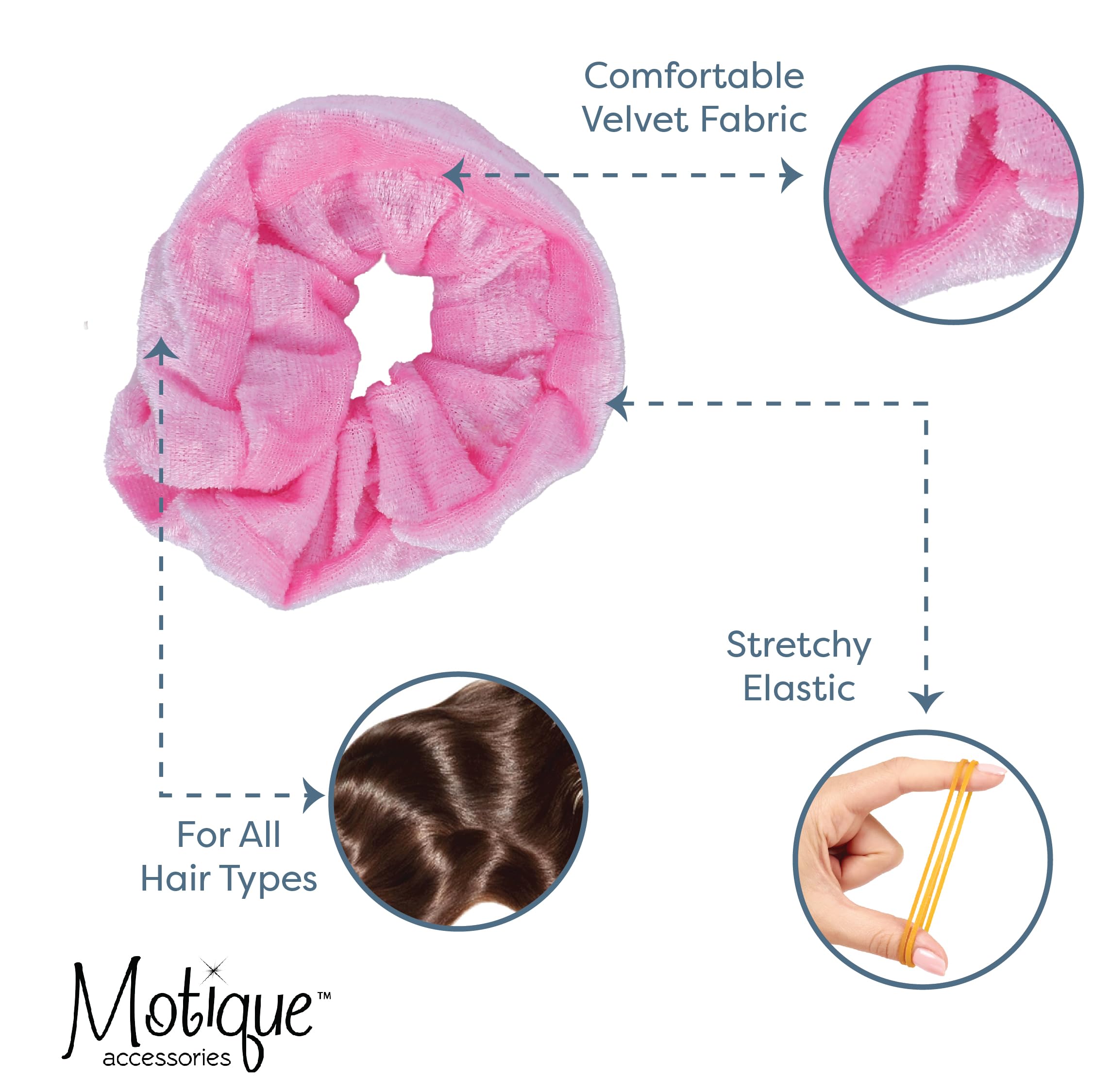 Velvet Solid Scrunchies - Set Of 2 (Light Pink)