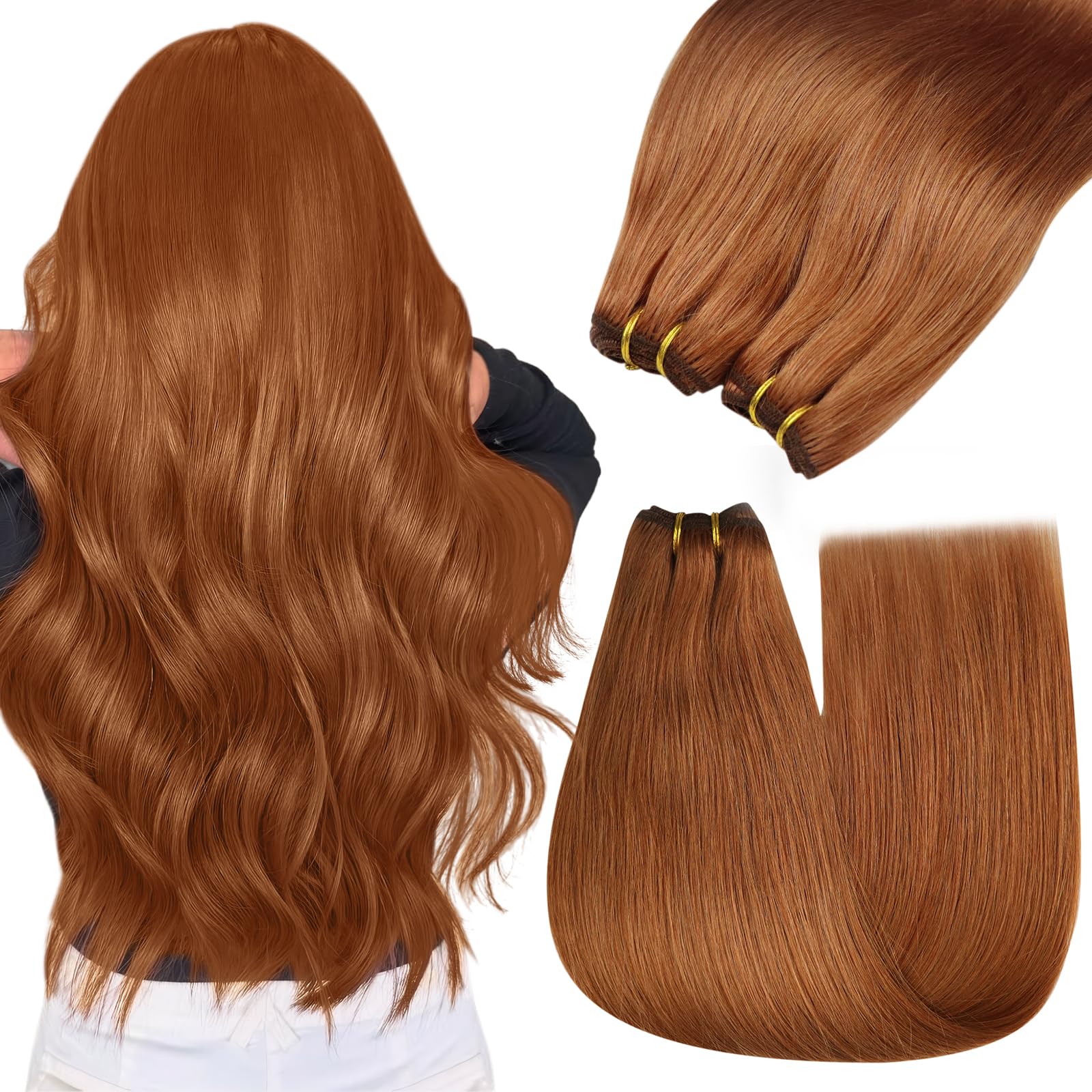 YoungSee Weft Hair Extensions Human Hair Copper Human Hair Extensions Sew in Copper Sew in Weft Hair Extensions Human Hair Strai