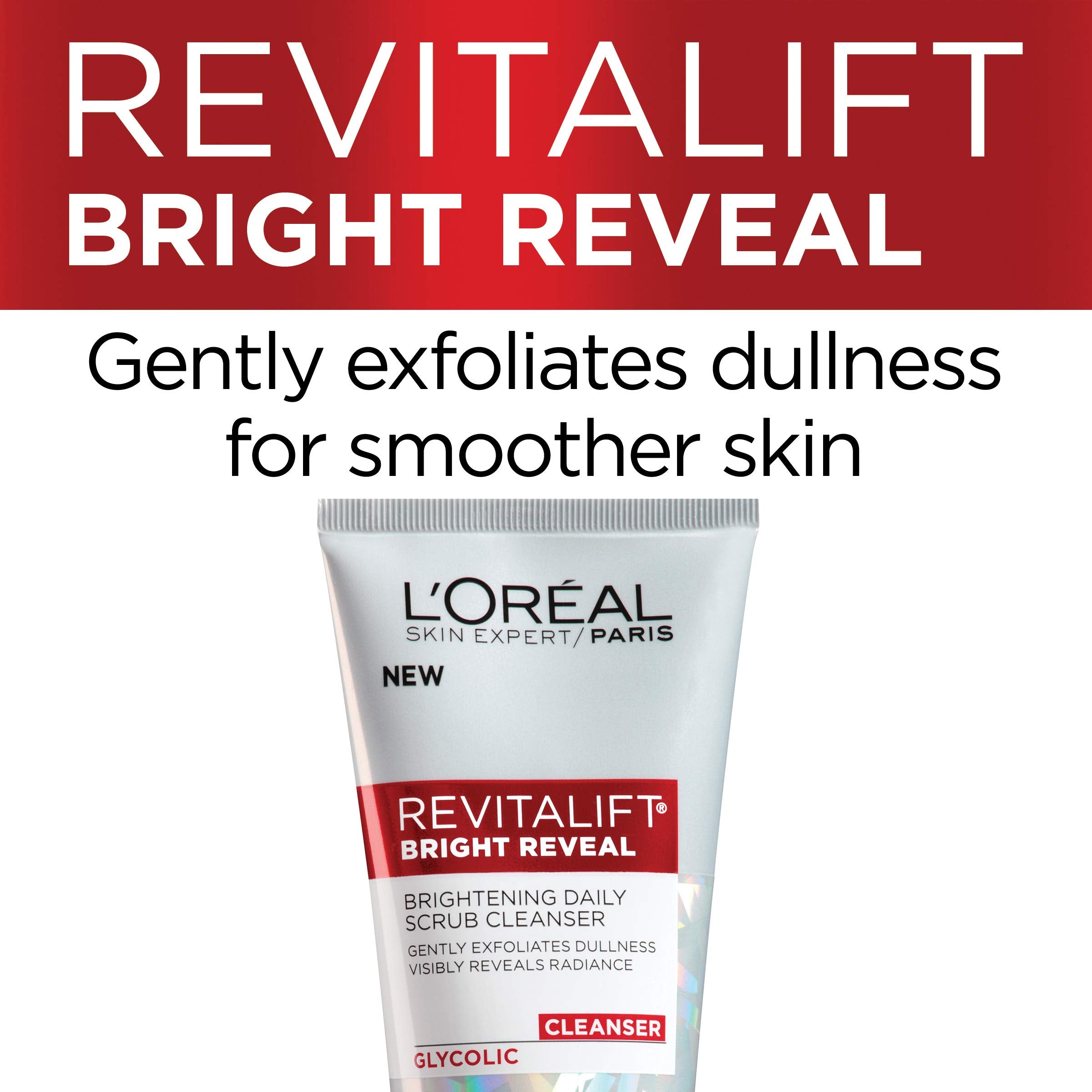 L'Oreal Paris Skincare Revitalift Bright Reveal Facial Cleanser with Glycolic Acid, Anti-Aging Daily Face Cleanser to Exfoliate