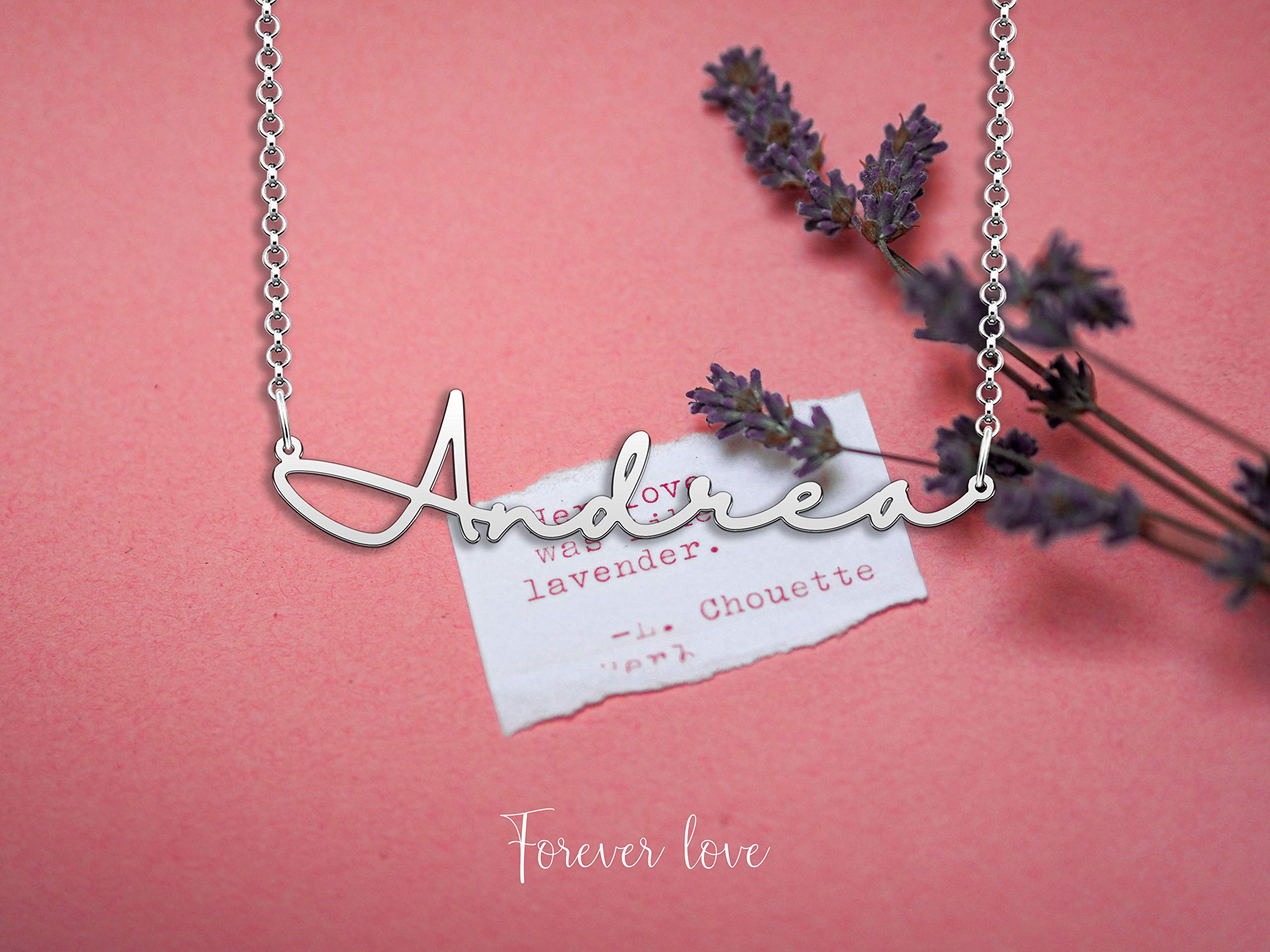 CoolJewelry Cursive Custom Name Necklace for Women Personalized Name Necklaces 18K Gold Plated or Sterling Silver Nameplate Cust