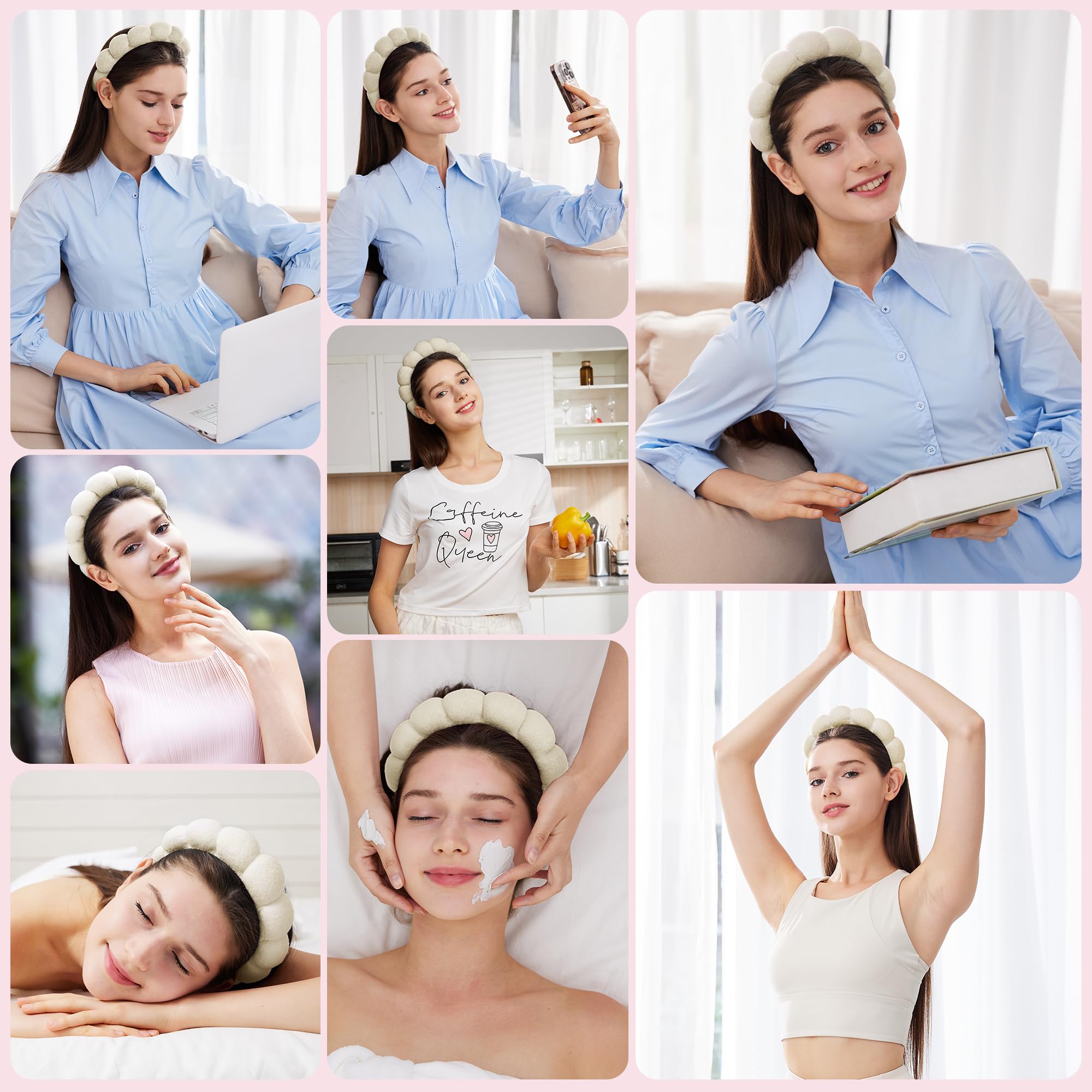 Ztomine Headbands For Women - Spa Headband And Wristband Set - Headband For Washing Face,Facial Mask,Makeup And Skin Care,Gifts