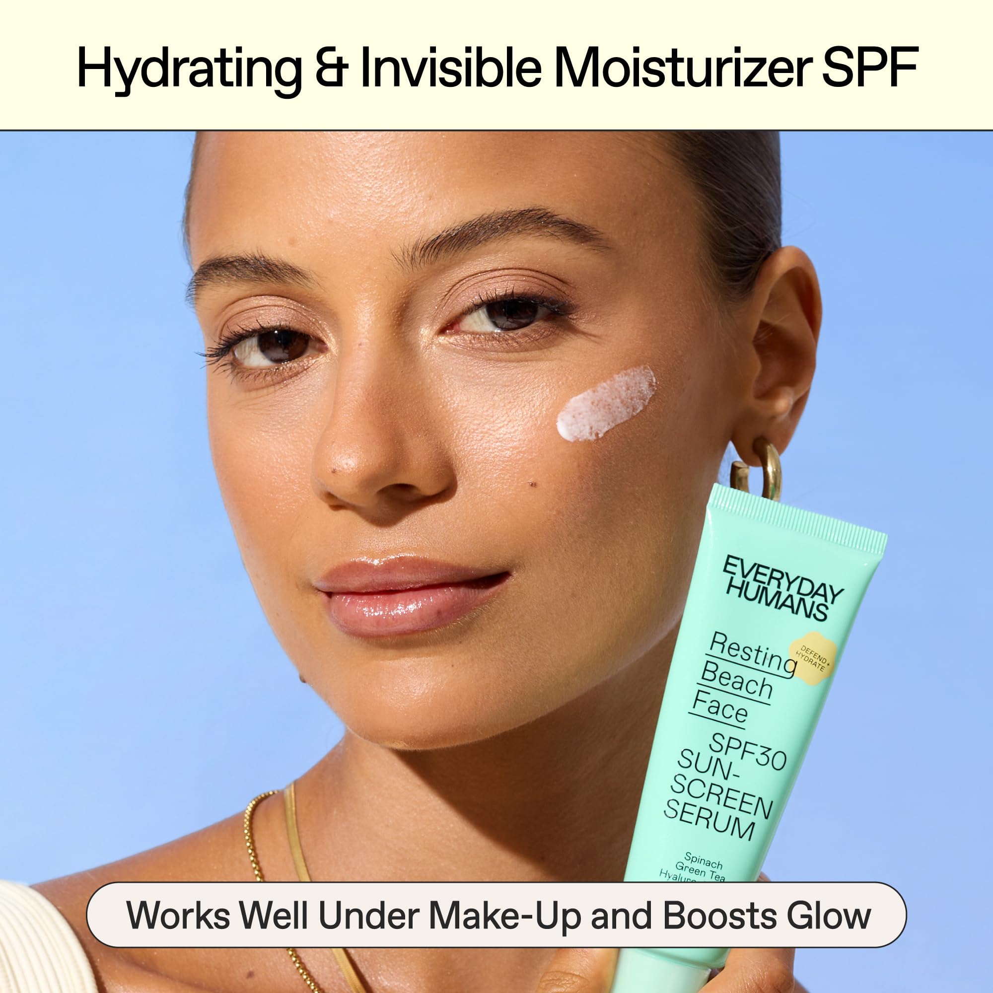Everyday Humans Spf30 Pa +++ Sheer Sunscreen Serum Primer For Women, 1.7Oz | Light Glow Finish With Hyaluronic Acid | Make-Up Pr