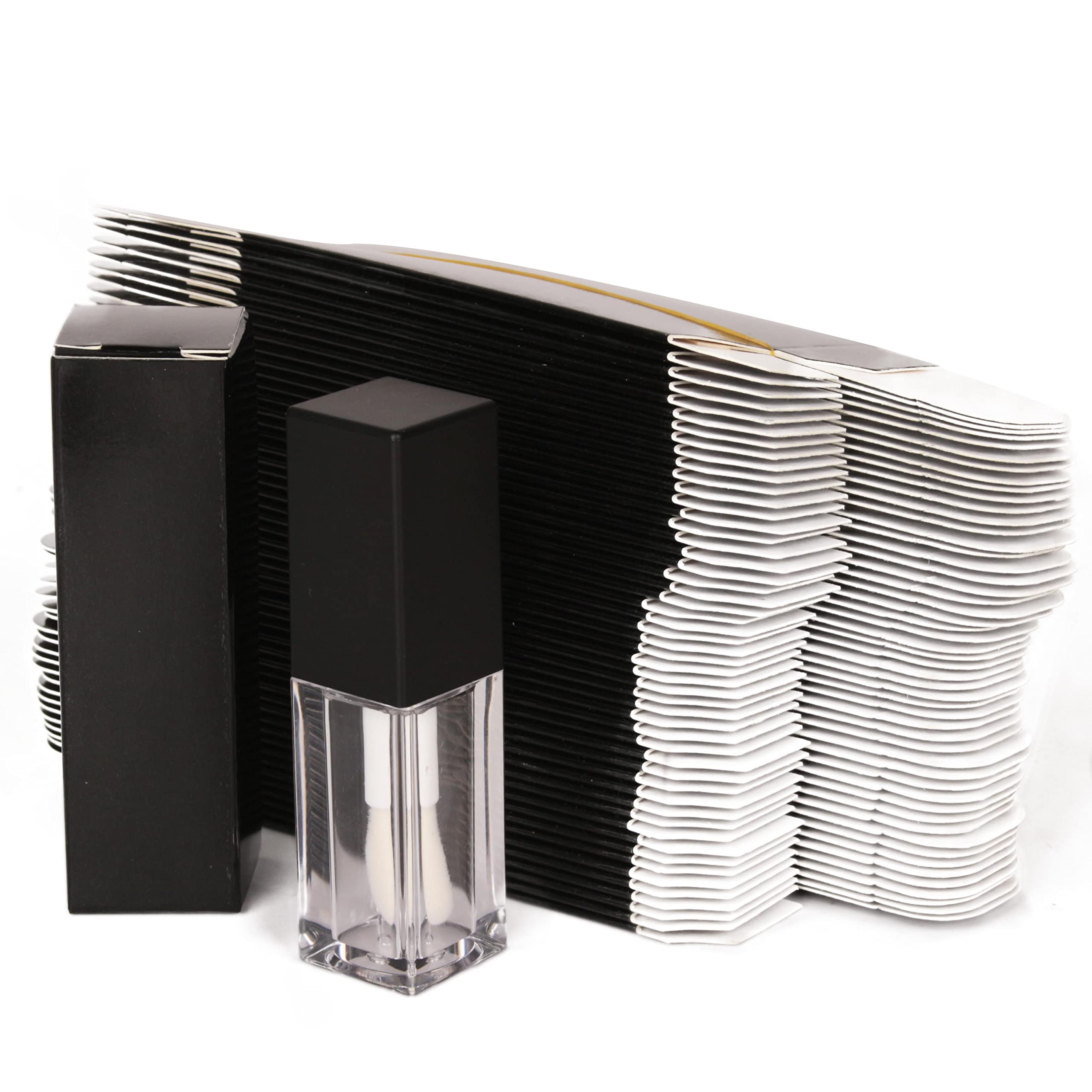 Cosidea 25Pcs 25 * 25 * 86Mm Craft Paper Box For Lip Gloss 350Gms Lipstick Packing Box For Lipgloss Tubes(Black Paper Box 25Pcs)