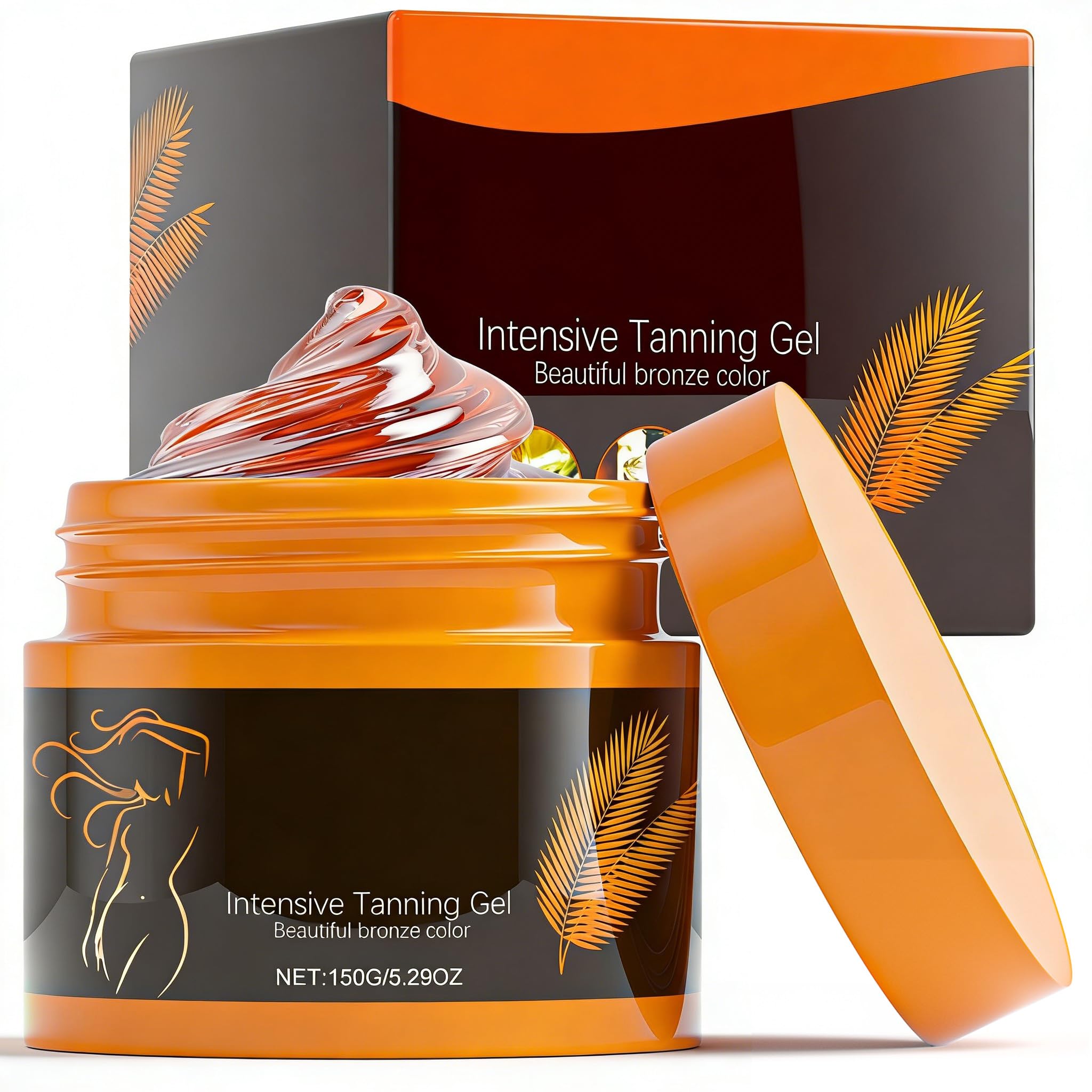 Tanning Gel, Intensive Tan Accelerator for Outdoor Sun, Natural Fast Self Tanner with BetaCarotene & Vitamins C & E, Non Greasy