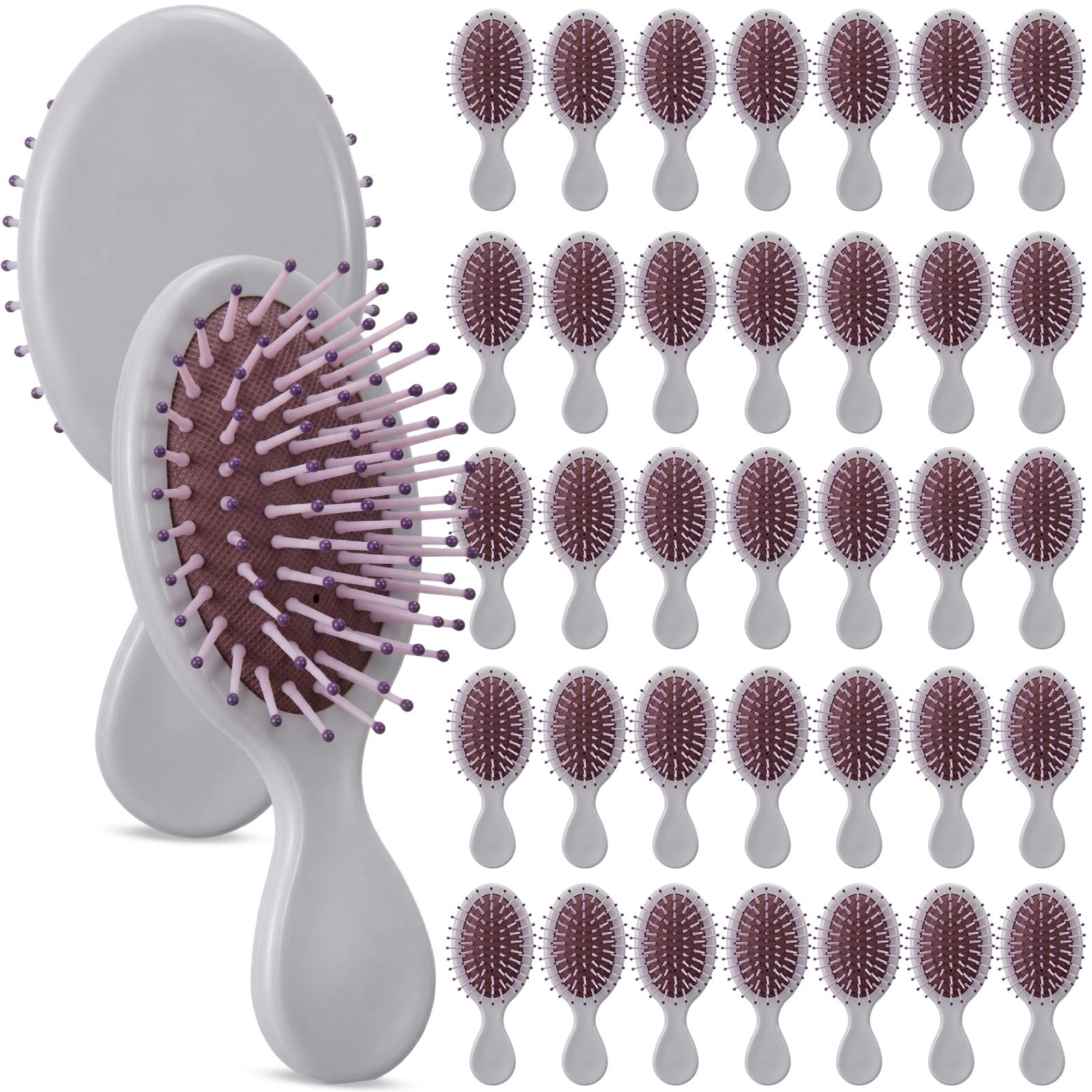LemonRoad 30 Pack Mini Hair Brushes Bulk Soft Bristles Hairbrush, Grey