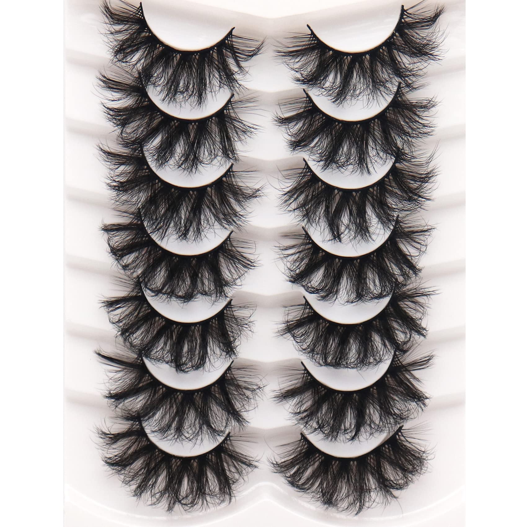 Fyonas False Lashes Dramatic 20MM Super Fluffy Cosplay Faux Mink Eyelashes Criss-Cross Volume Reusable 7 Pairs Eye Lashes Set Pa