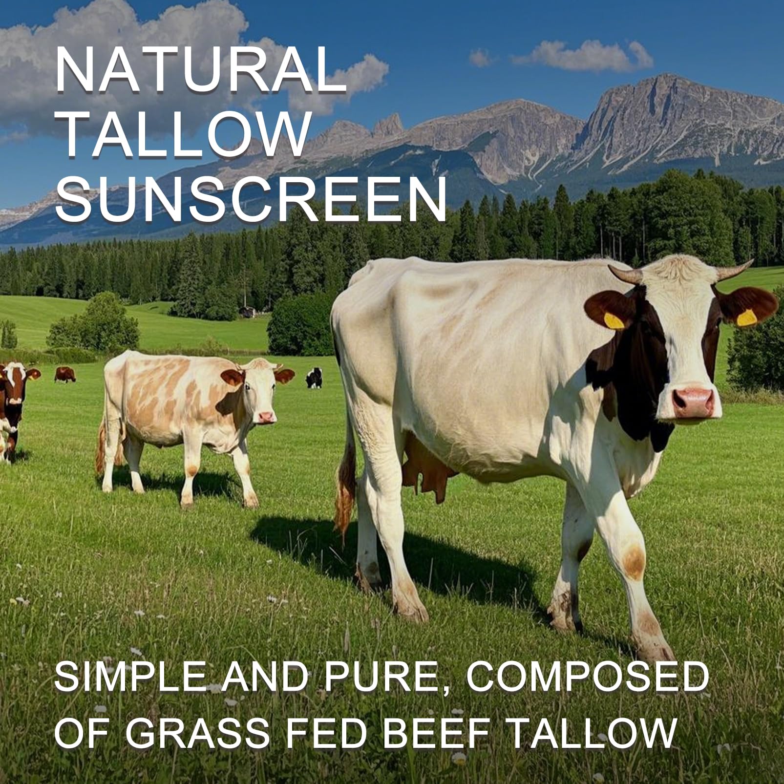 Beef Tallow Sunscreen with Zinc Oxide, Natural Mineral Sunscreen for Face, SPF50 Sunblock Beef Tallow for Skin Non Greasy Clean,