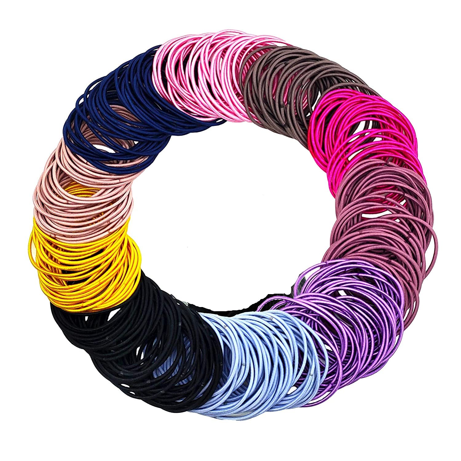 Fameza 100 Pieces Multicolor No Crease Girls Hair Ties,Hair Bands,Bulk Elastics Ponytail Holders Ties For Thick Heavy And Curly 